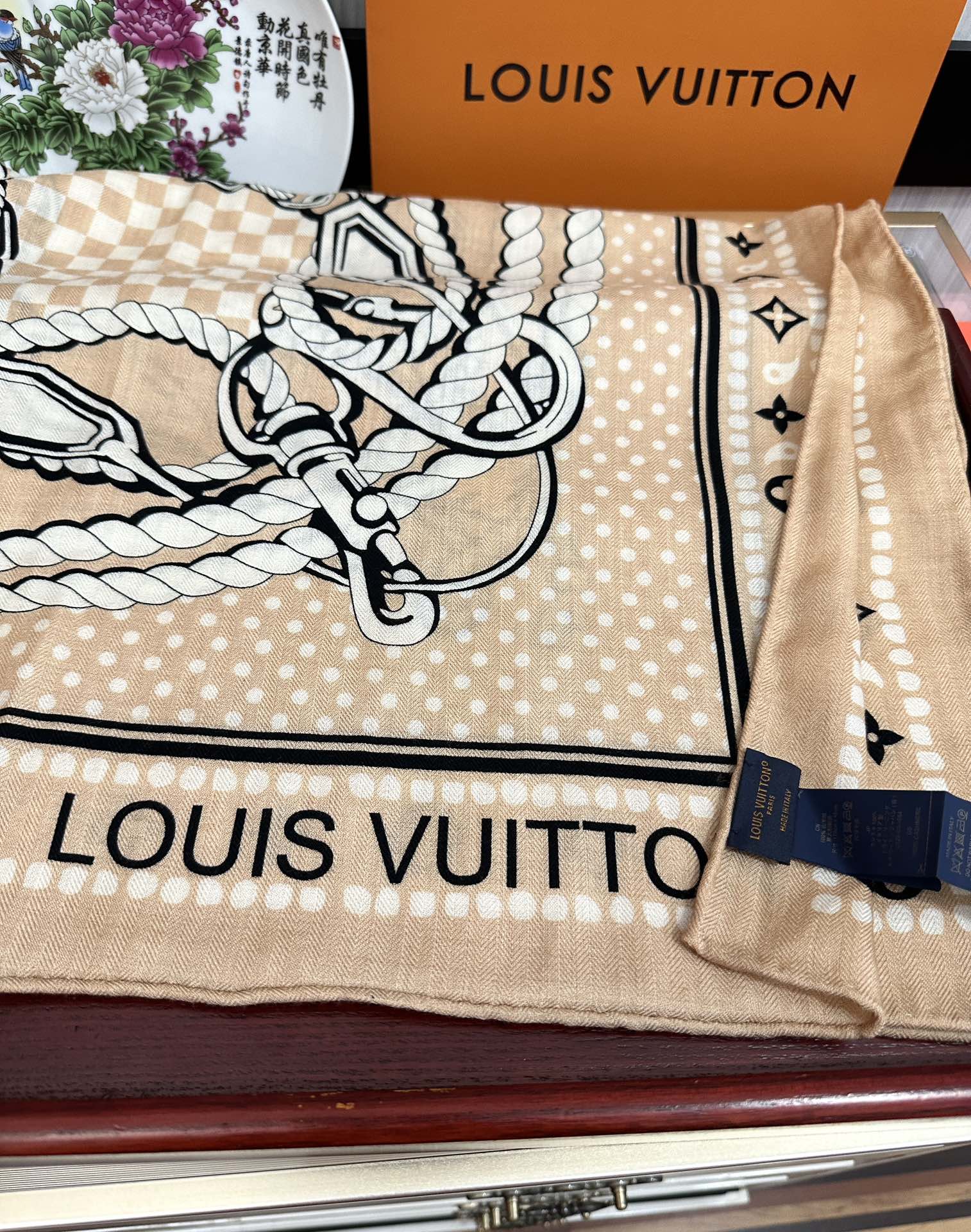 SAILOR BANDANA SQUARE IN BISQUE BEIGE SILK SCARF 140 CM mysite