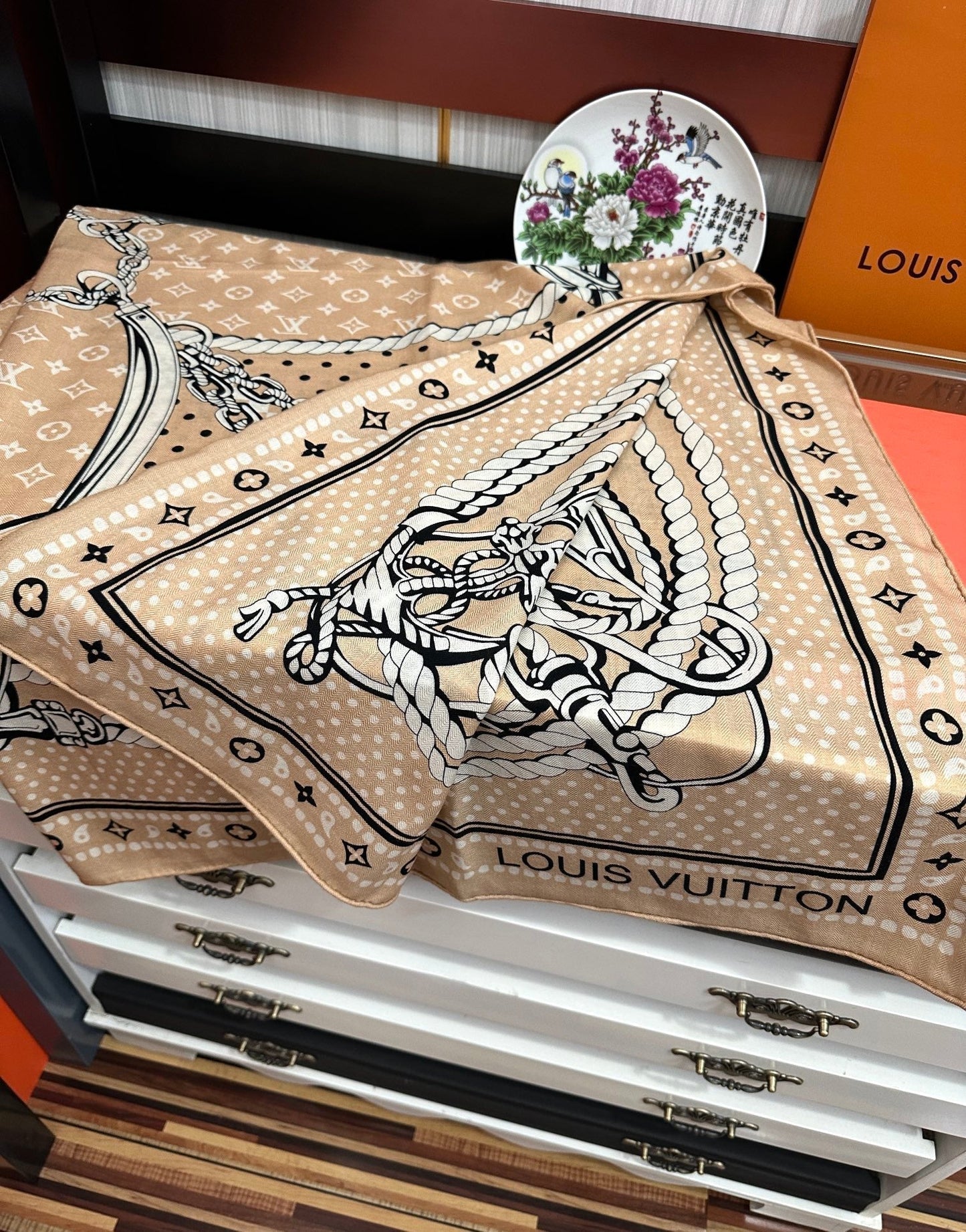 SAILOR BANDANA SQUARE IN BISQUE BEIGE SILK SCARF 140 CM mysite