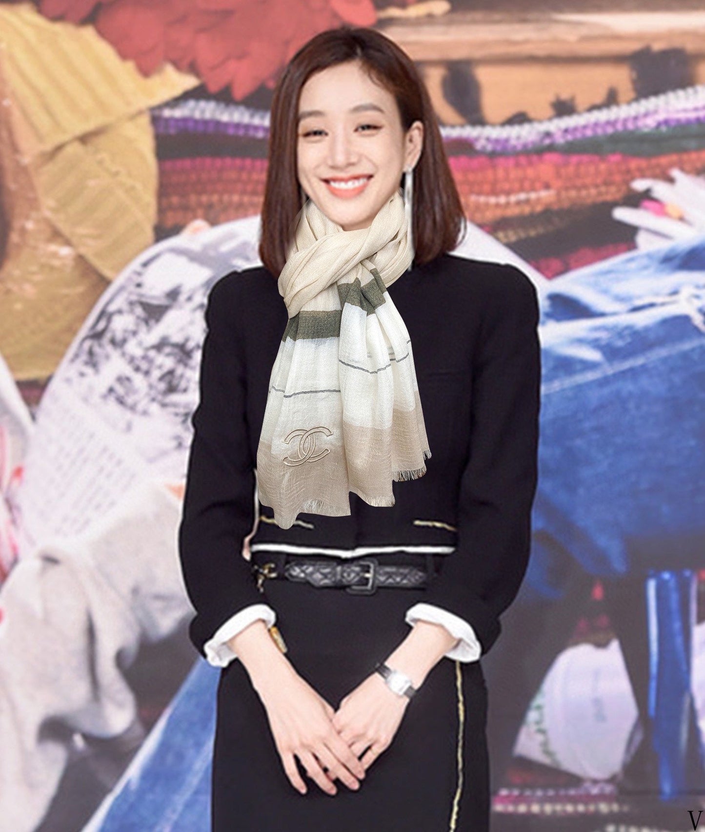 SCARF 200 CM IN TAN BEIGE SILK AND CASHMERE 400024 mysite