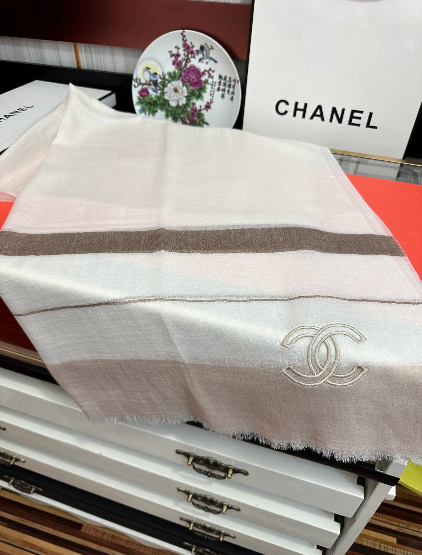 SCARF 200 CM IN TAN BEIGE SILK AND CASHMERE 400024 mysite