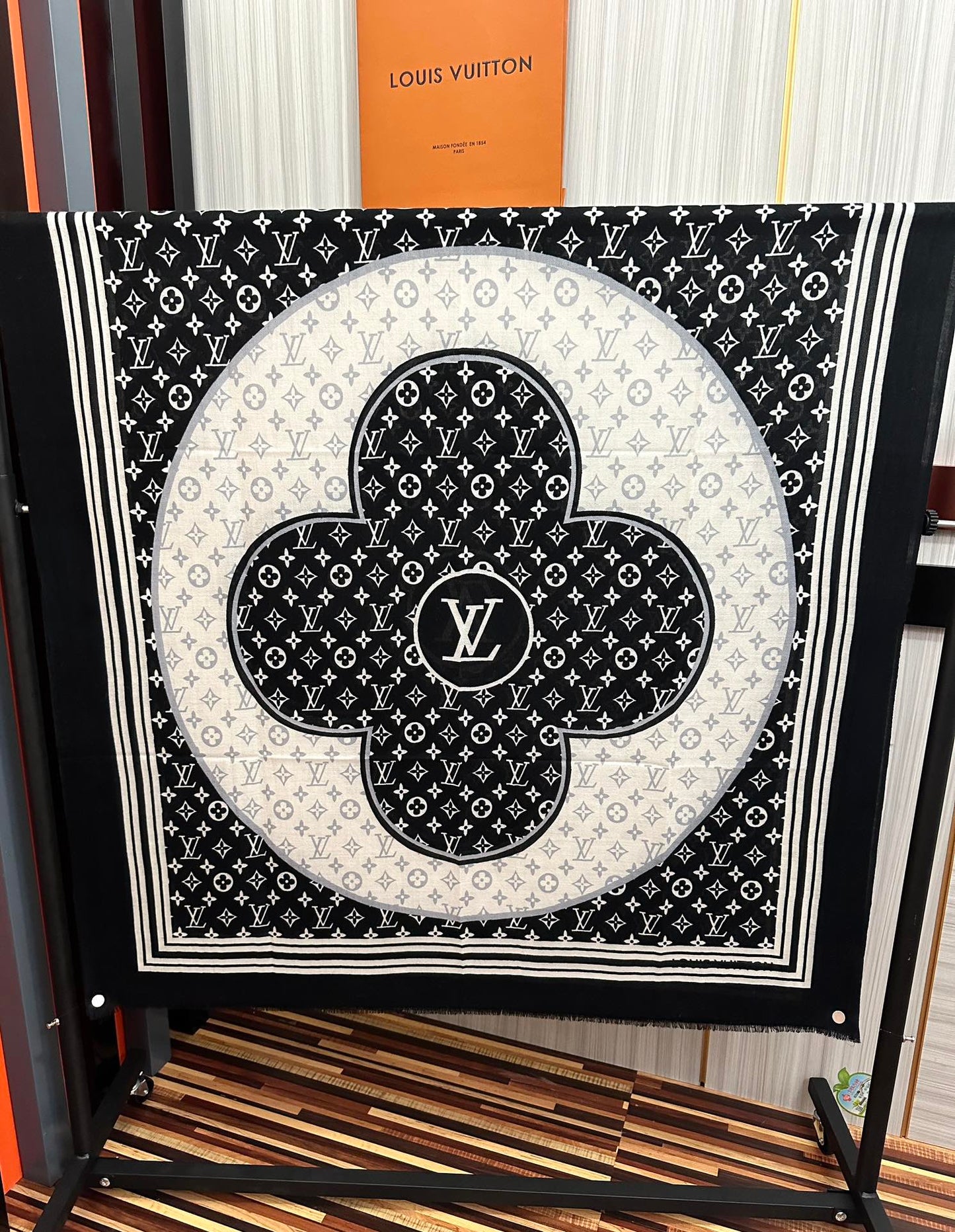 SCARF 200 CM IN BLACK MIX WHITE CASHMERE 400030 mysite