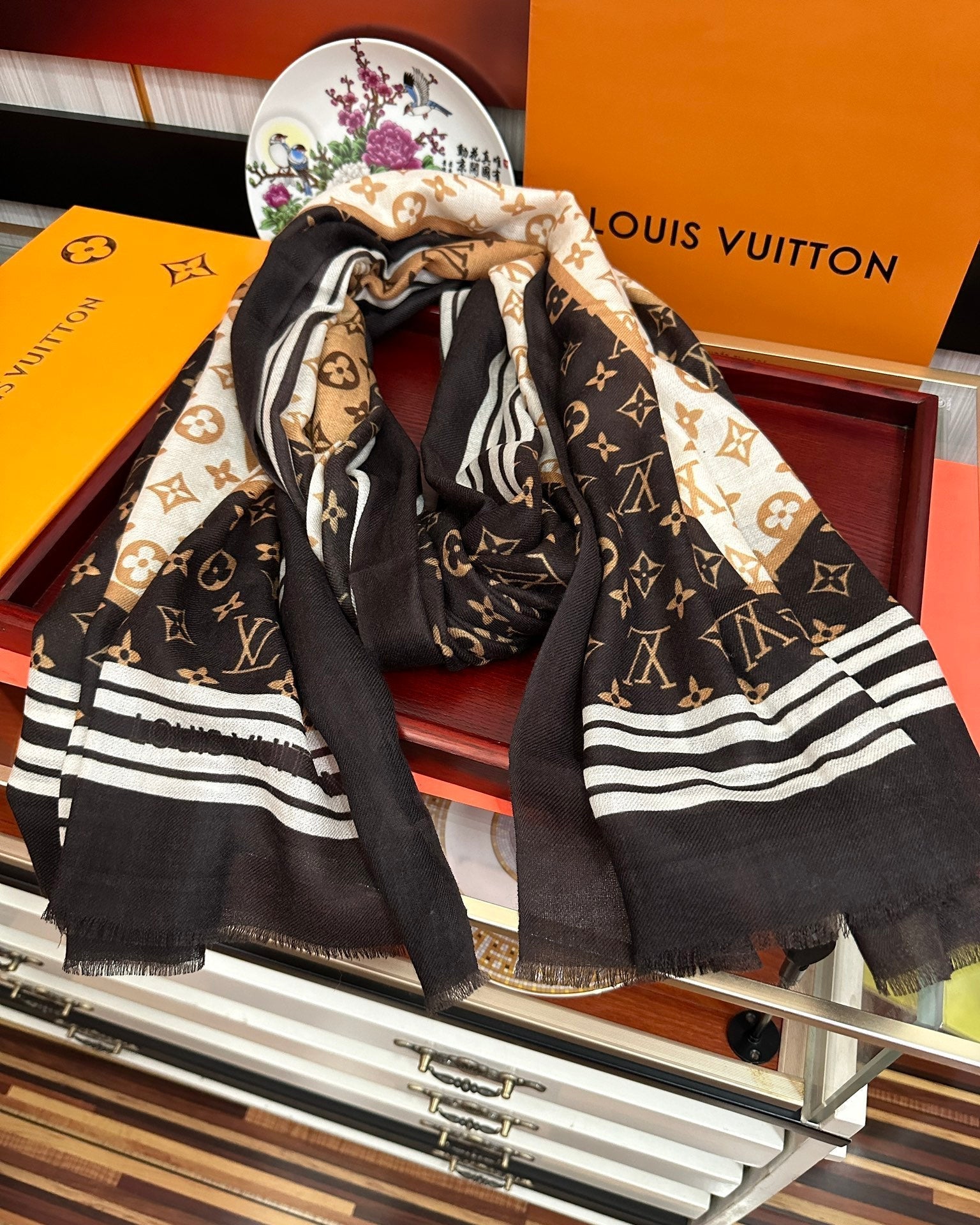 SCARF 200 CM IN BROWN CASHMERE 400031 mysite