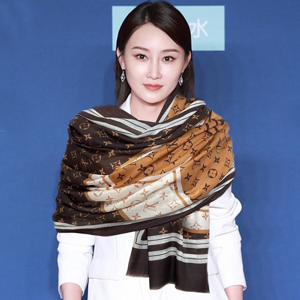 SCARF 200 CM IN BROWN CASHMERE 400031 mysite