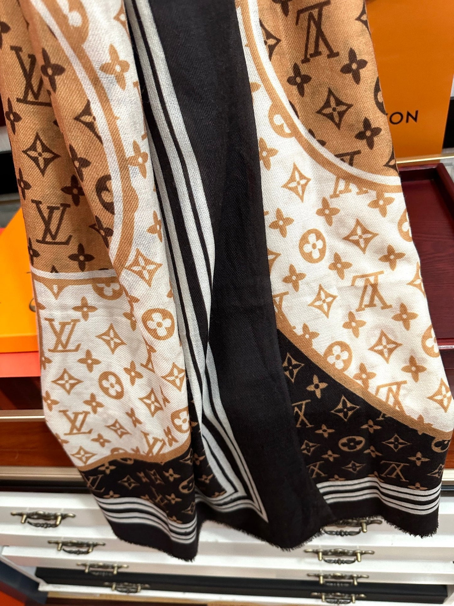 SCARF 200 CM IN BROWN CASHMERE 400031 mysite