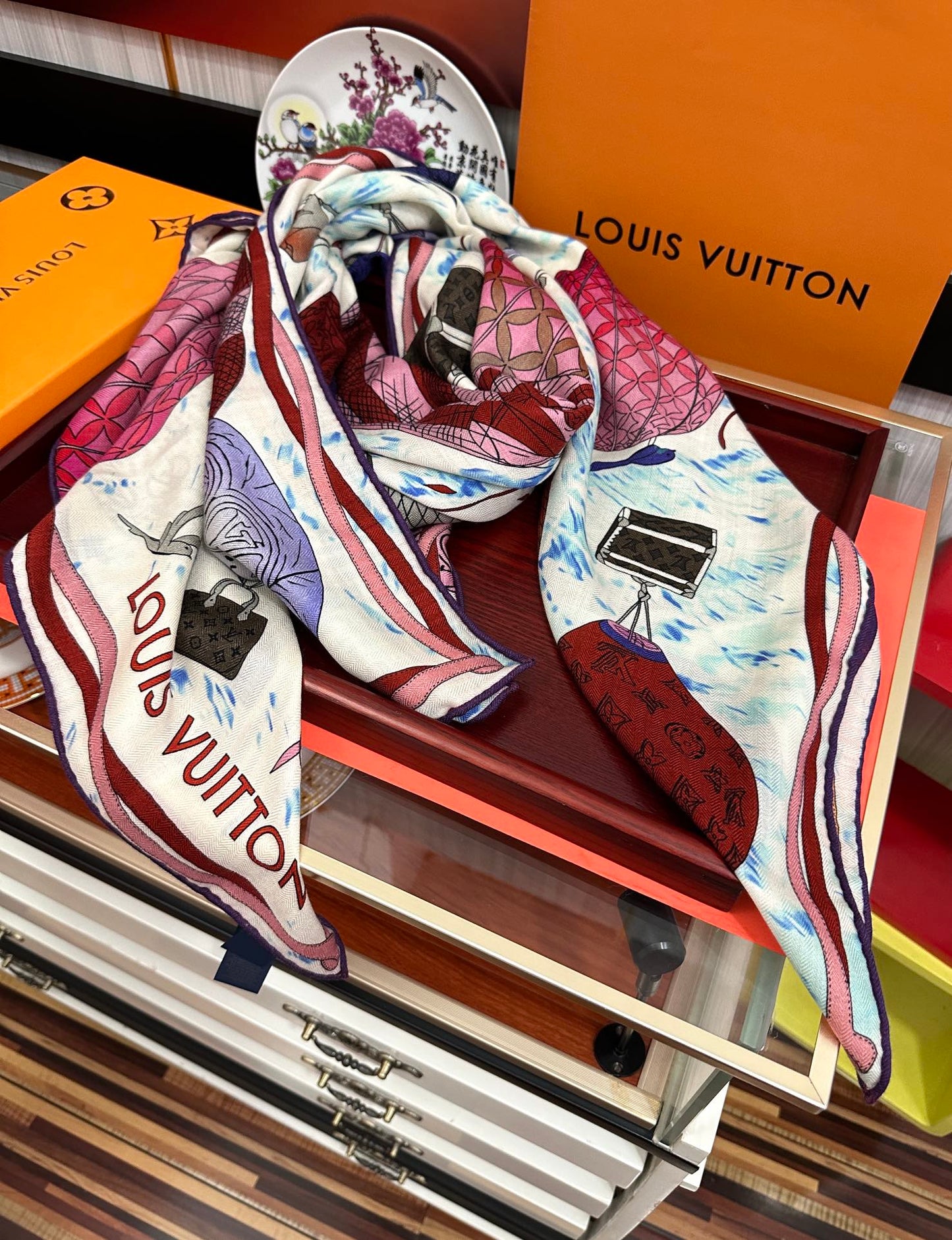 UP AND AWAY 140 CM SQUARE SILK SCARF COLORFUL 400073 mysite