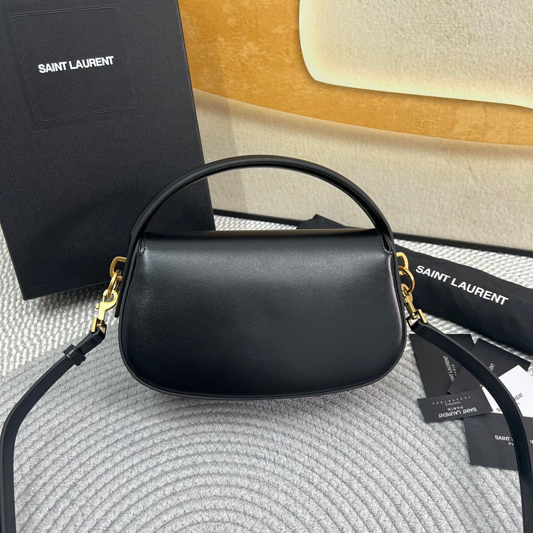 VOLTAIRE 24 IN BLACK CALFSKIN GOLD LOGO mysite