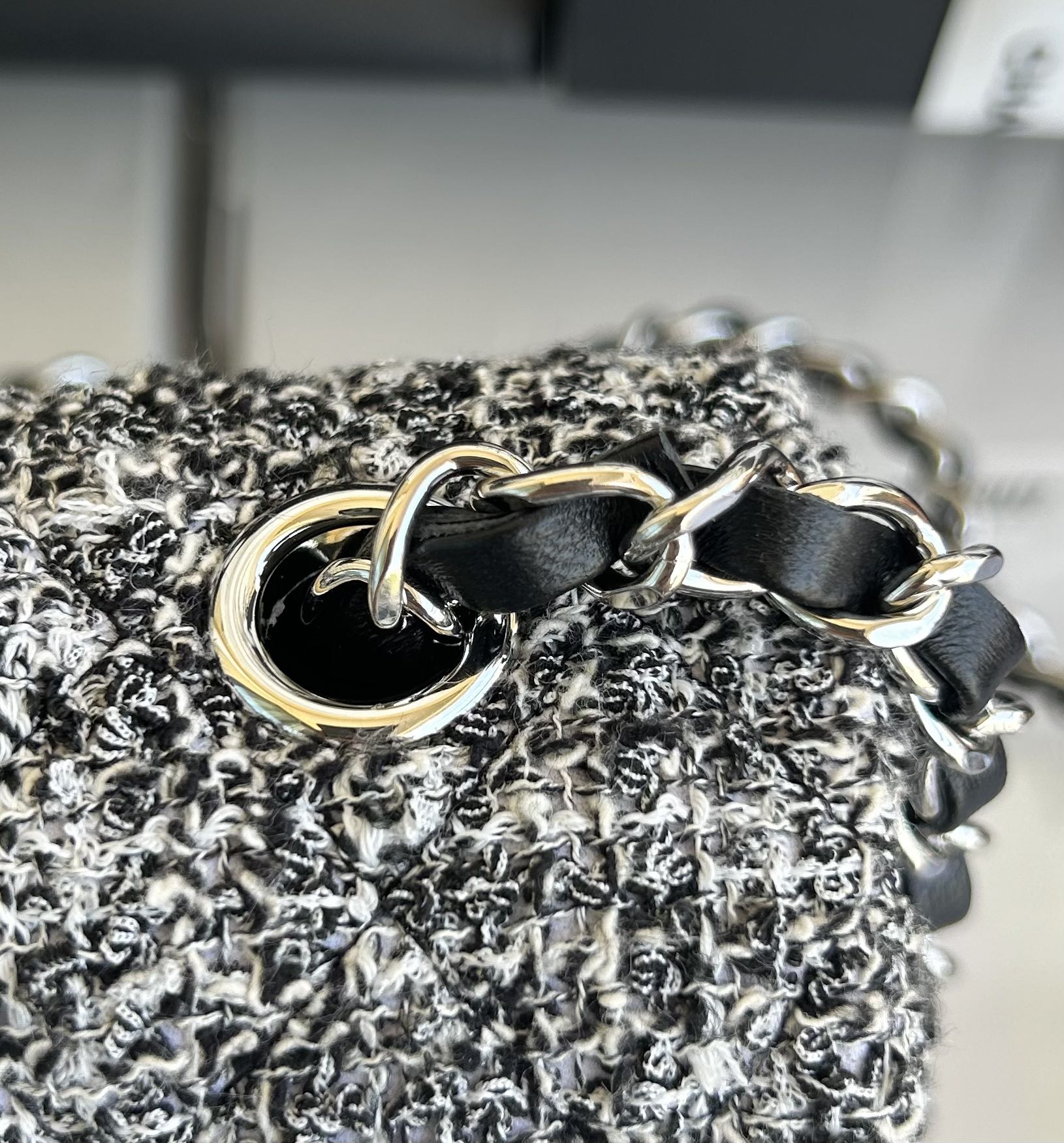 MINI FLAP BAG 20 IN LIGHT GRAY TWEED SILVER HARDWARE mysite