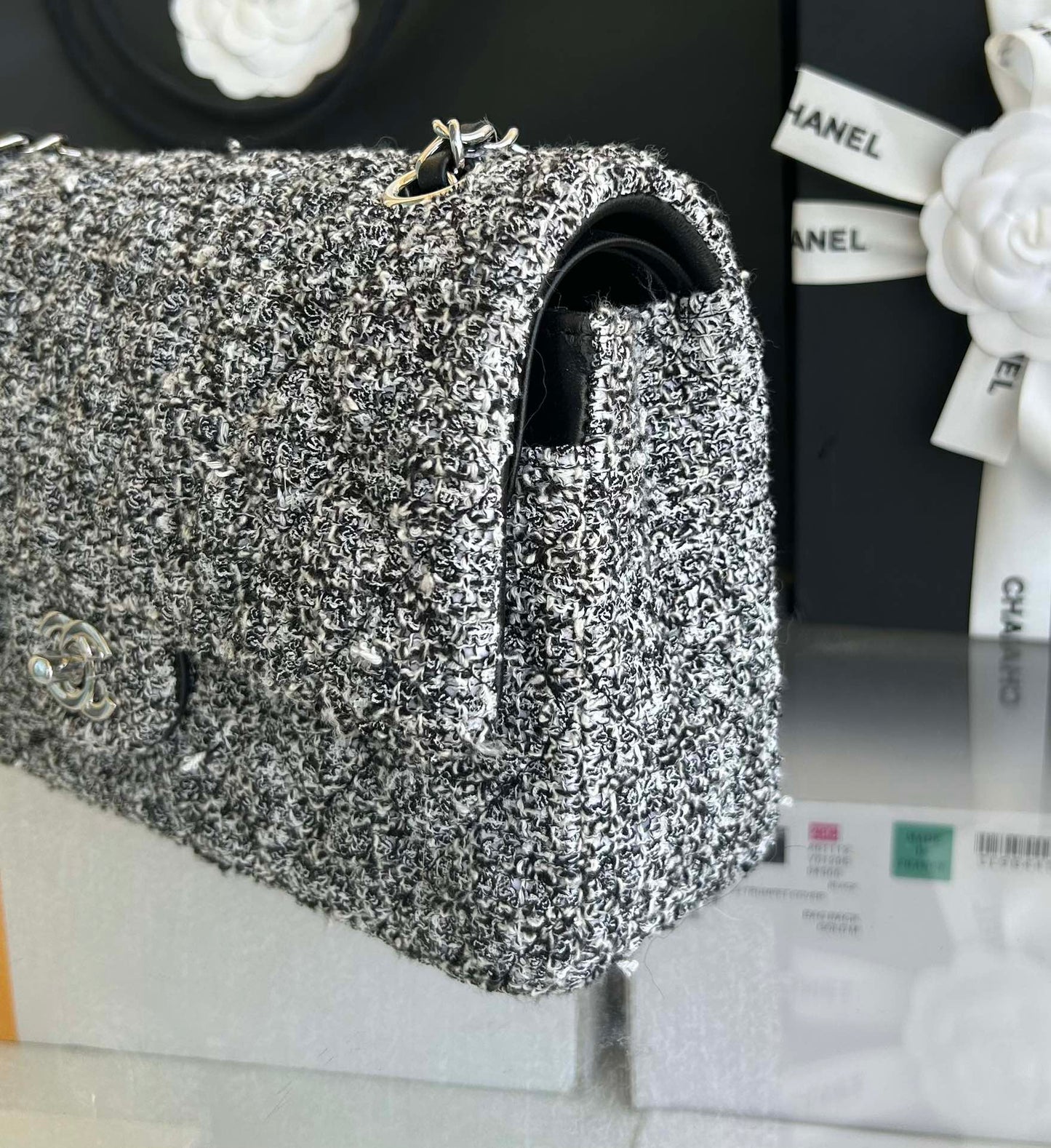 MEDIUM FLAP BAG 25 IN LIGHT GRAY TWEED SILVER HARDWARE mysite