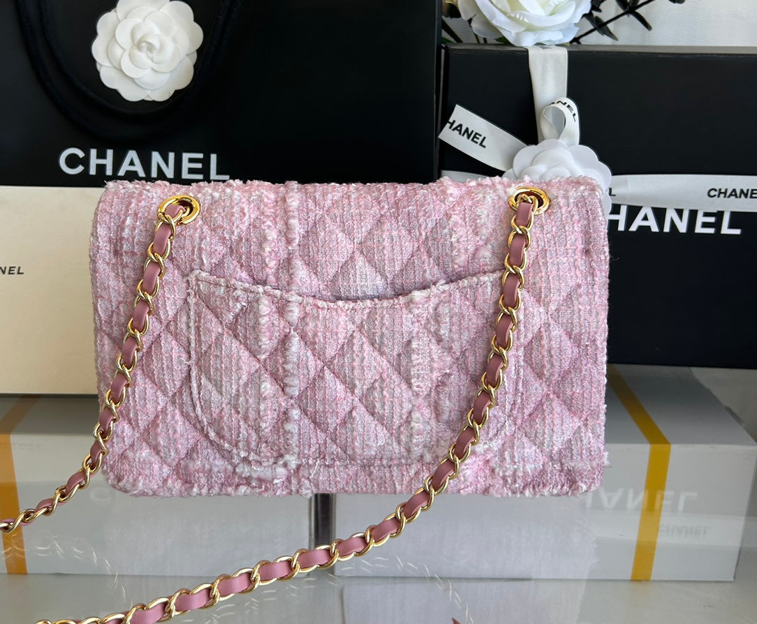 MEDIUM FLAP BAG 25 IN LIGHT PINK TWEED GOLD HARDWARE mysite