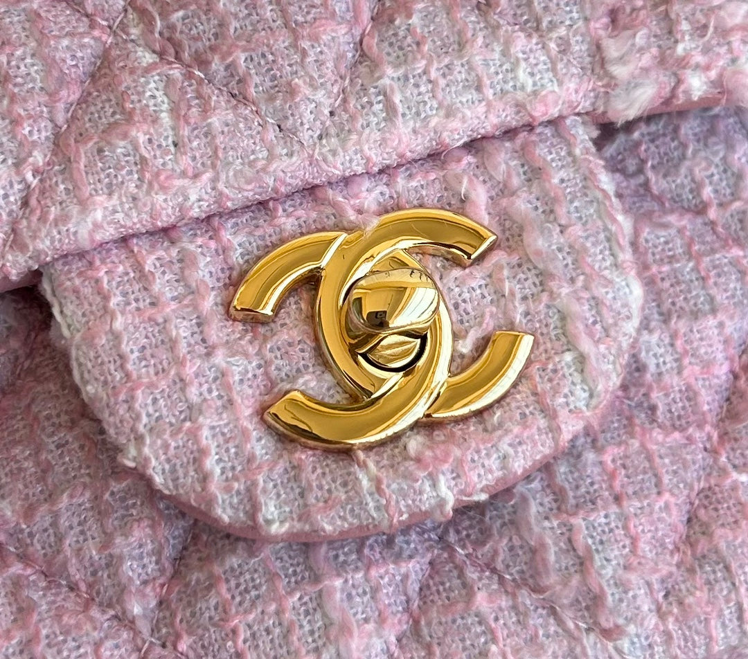 MEDIUM FLAP BAG 25 IN LIGHT PINK TWEED GOLD HARDWARE mysite