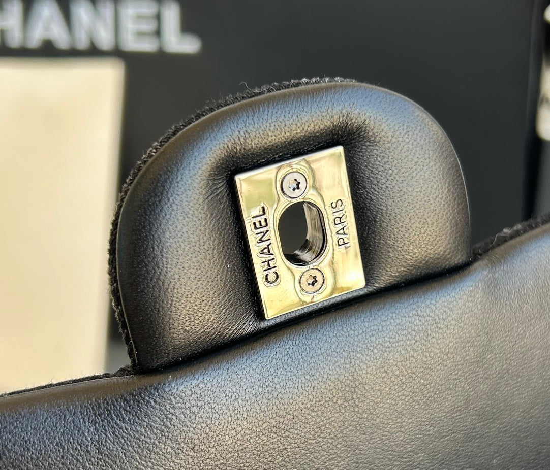 SMALL FLAP BAG 20 IN BLACK DENIM AND CALFSKIN LINING SILVER HARDWARE mysite