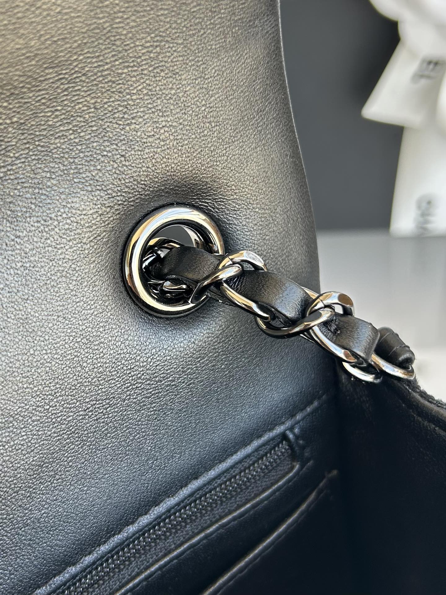 SMALL FLAP BAG 20 IN BLACK DENIM AND CALFSKIN LINING SILVER HARDWARE mysite