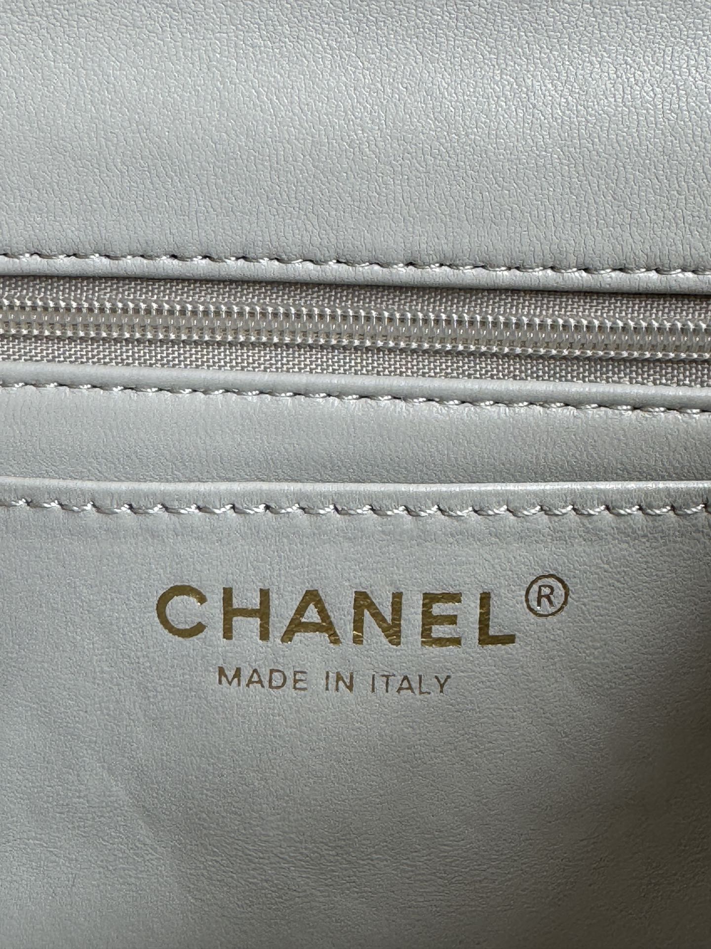 24c mini flap bag 20cm with top handle grey calfskin mysite