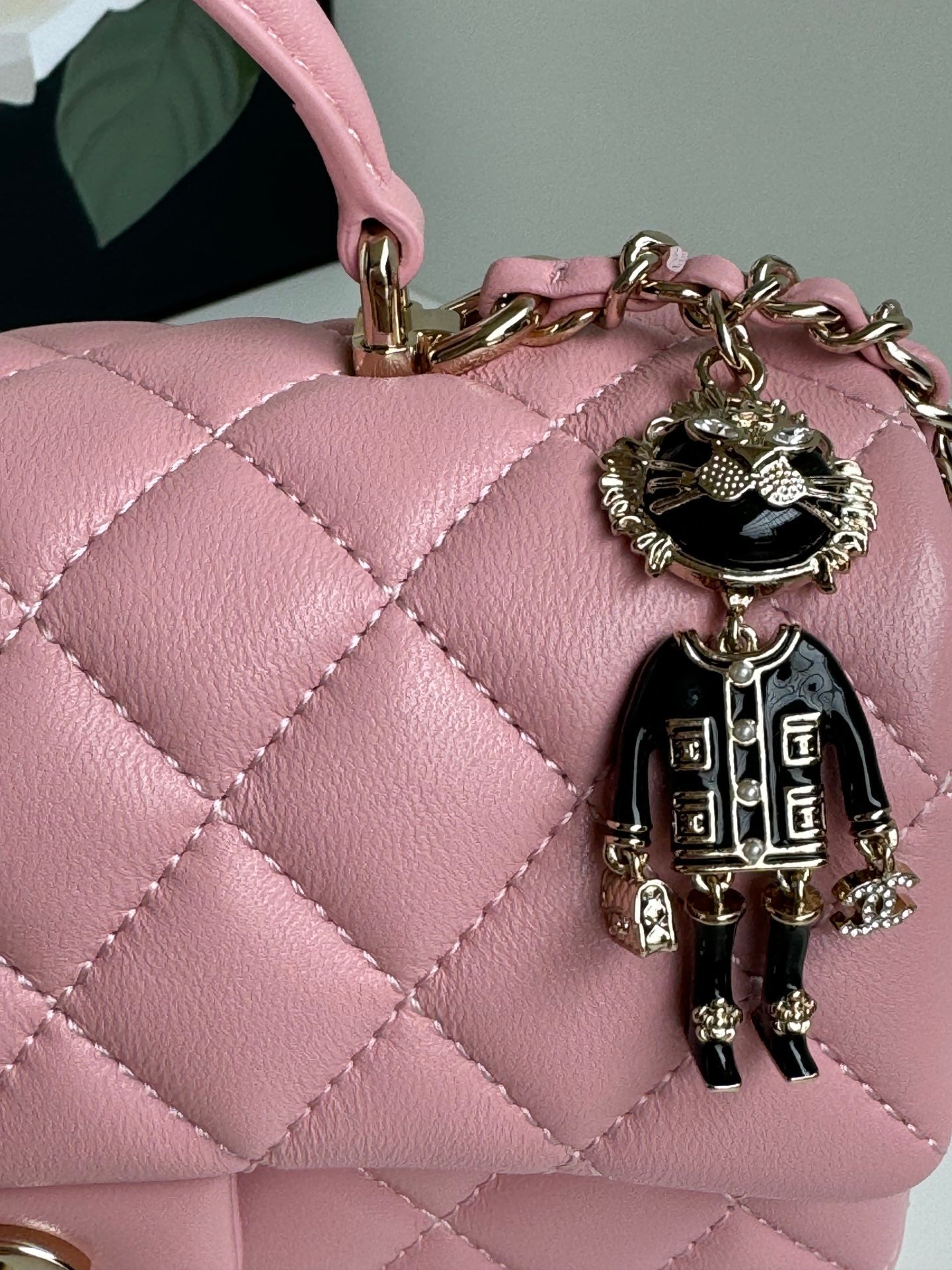 24c mini flap bag 20cm with top handle pink calfskin silver hardware mysite