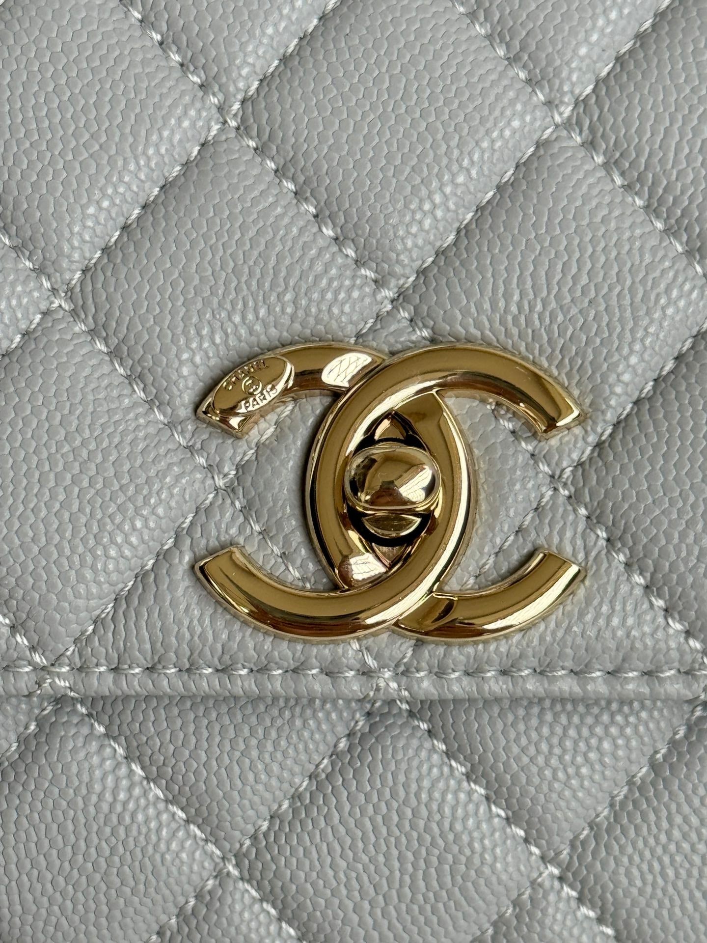 coco handle medium 29cm grey quilted caviar leather gold hardware mysite