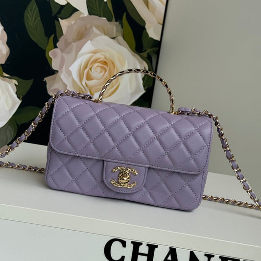 24c mini flap bag 20cm with top handle violet lambskin mysite