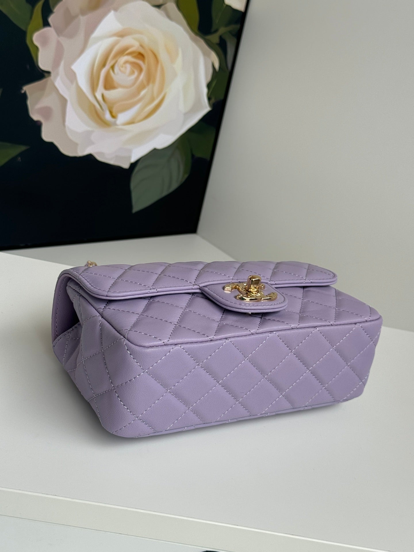 24c mini flap bag 20cm with top handle violet lambskin mysite