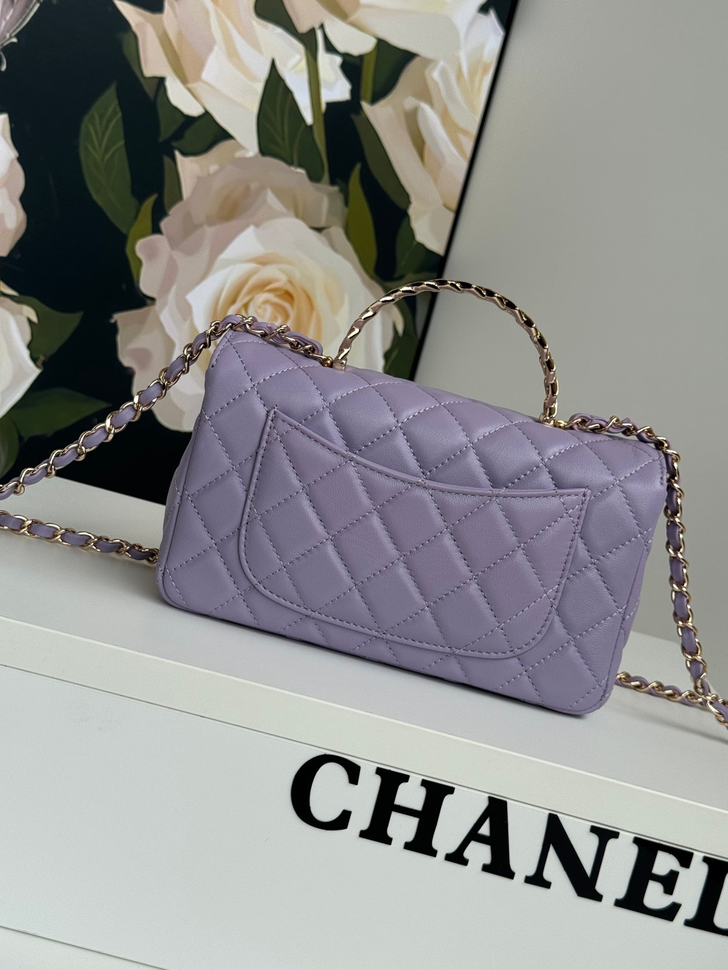 24c mini flap bag 20cm with top handle violet lambskin mysite