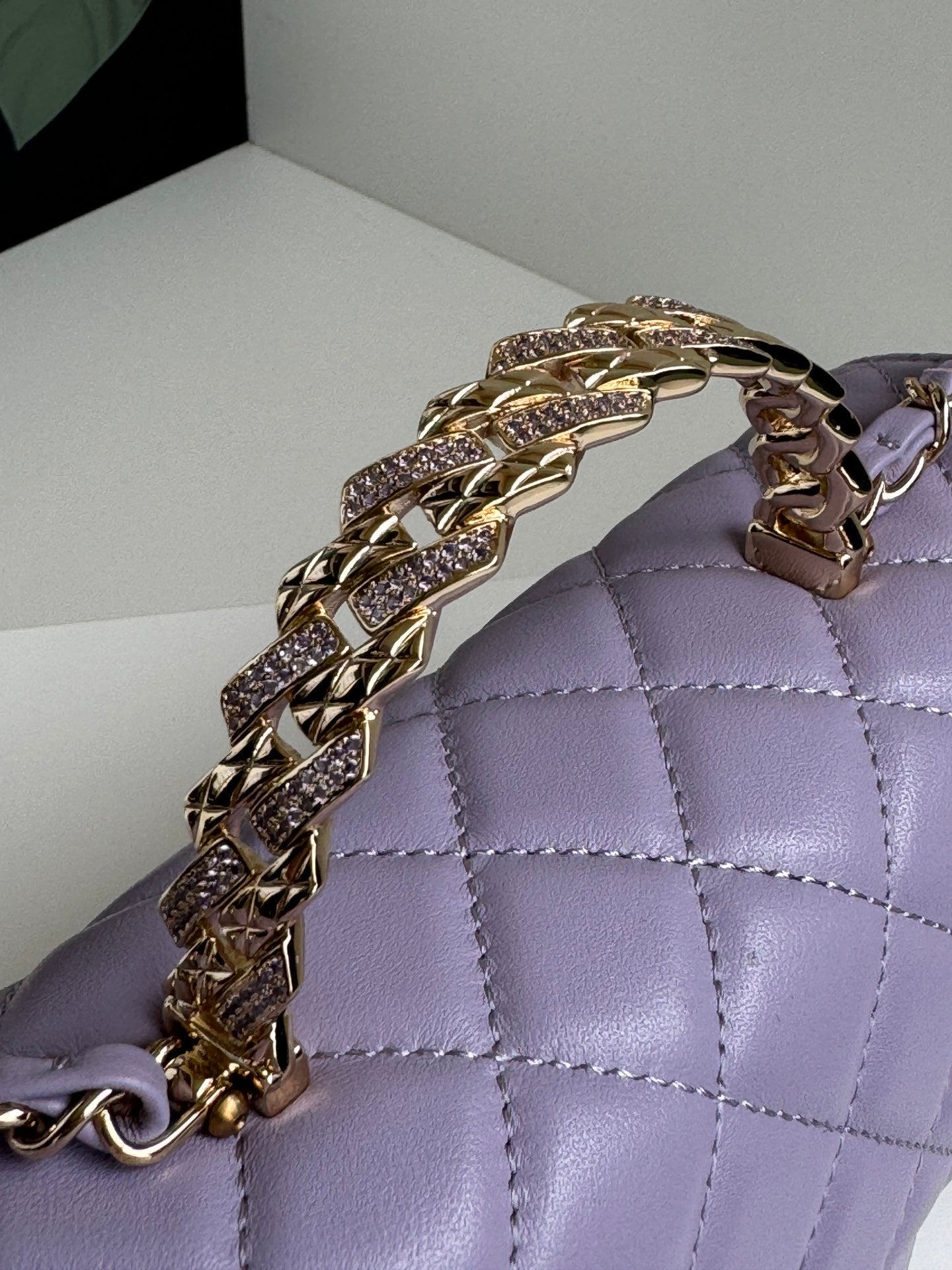 24c mini flap bag 20cm with top handle violet lambskin mysite