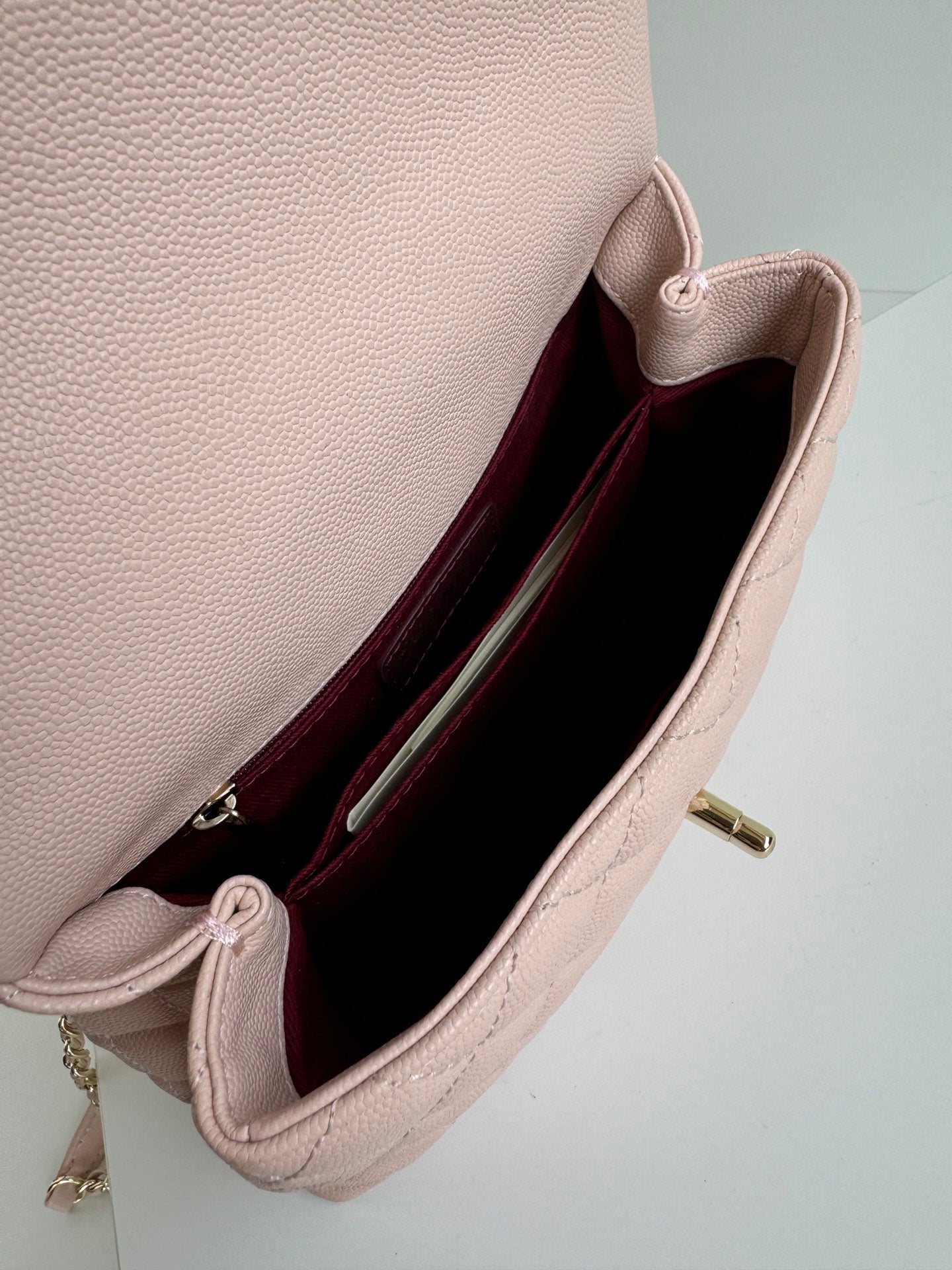 coco handle flap bag 24cm pastel pink quilted caviar leather mysite