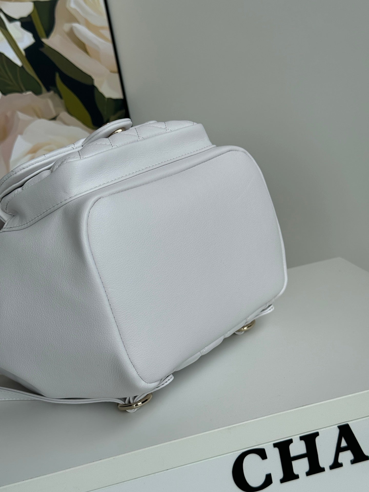 duma backpack 22cm white lambskin light gold hardware mysite