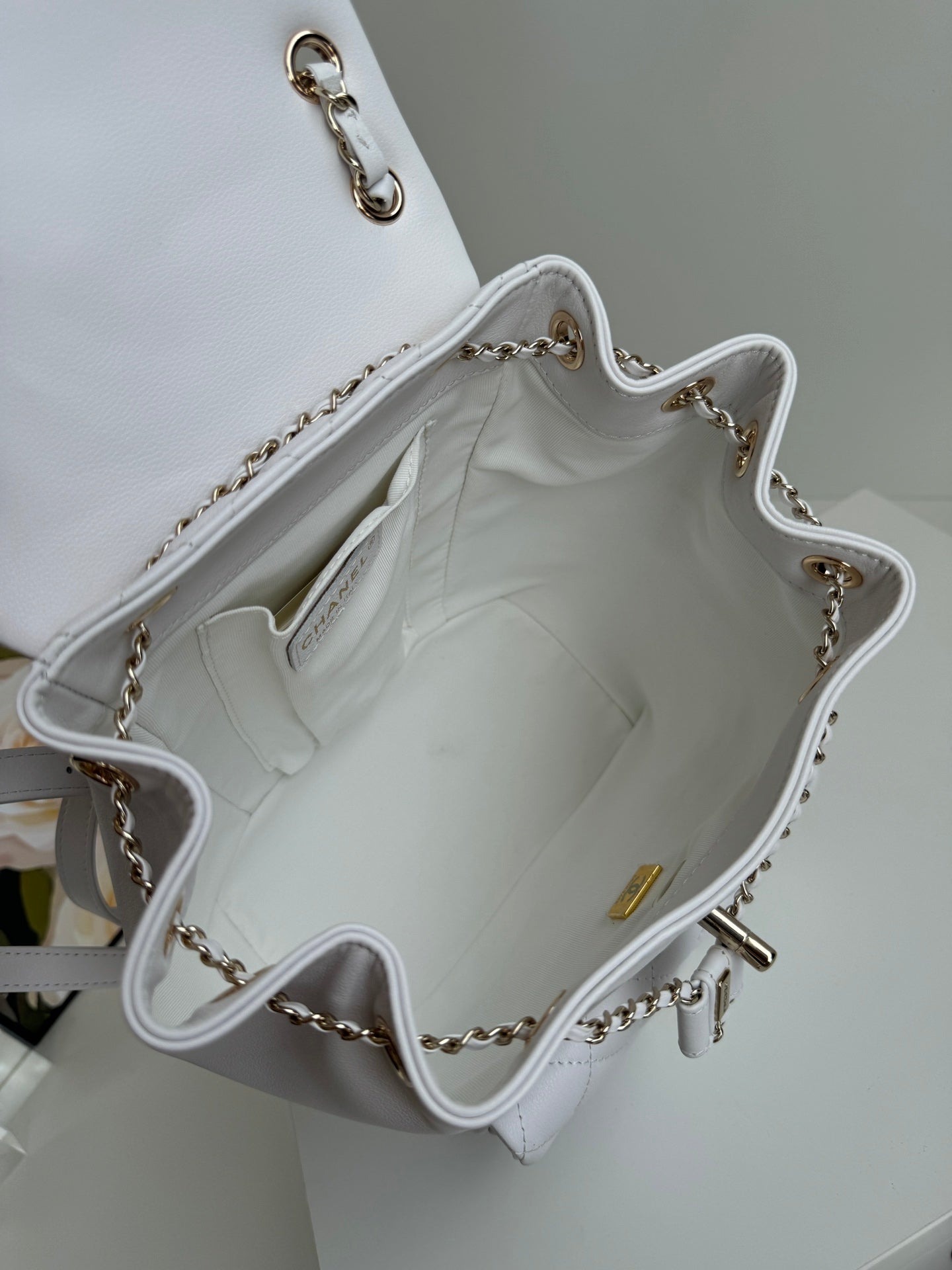 duma backpack 22cm white lambskin light gold hardware mysite