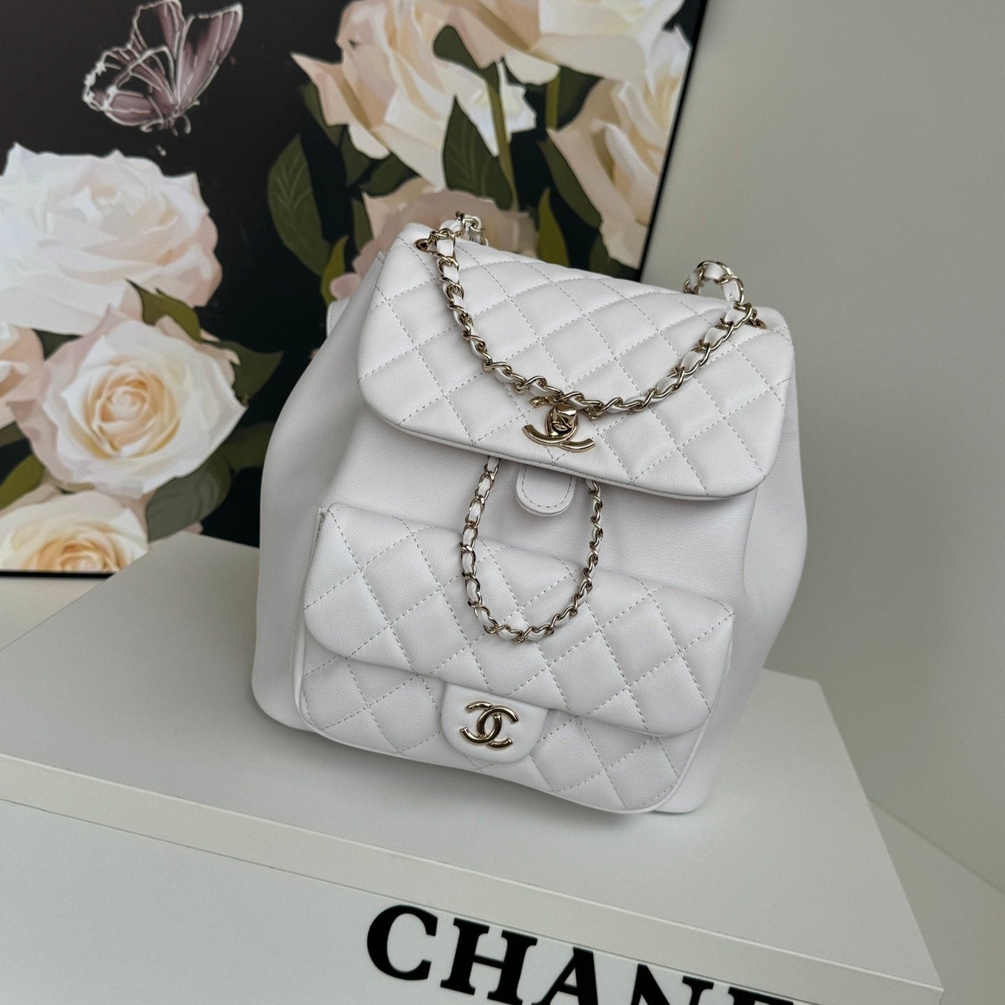 duma backpack 22cm white lambskin light gold hardware mysite