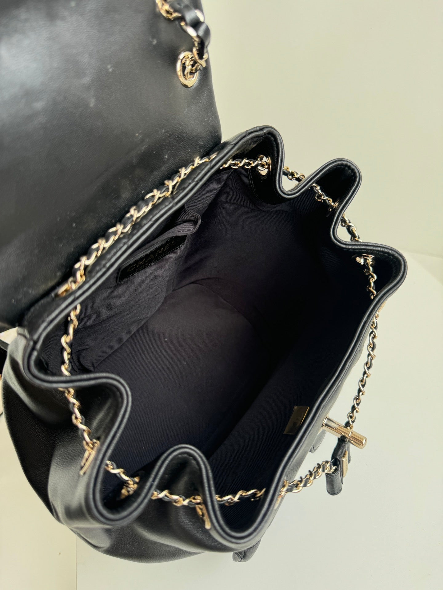 duma backpack 22cm black lambskin light gold hardware mysite