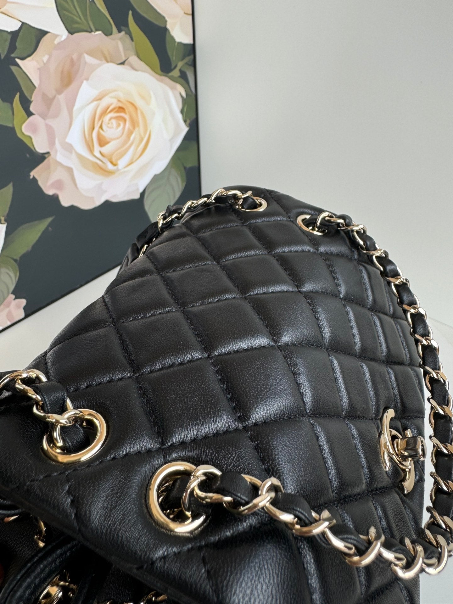 duma backpack 22cm black lambskin light gold hardware mysite