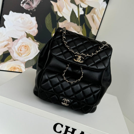 duma backpack 22cm black lambskin light gold hardware mysite