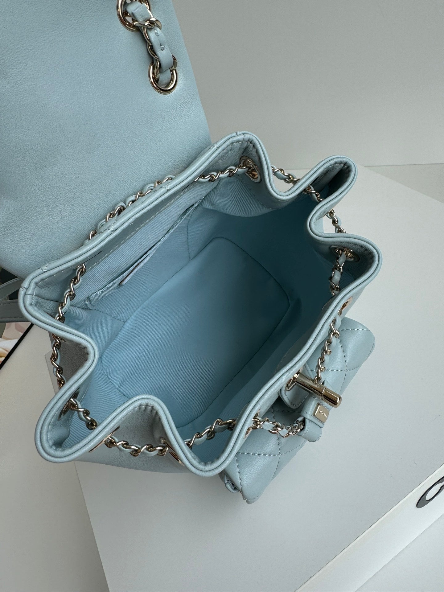 duma backpack 18cm turquoise blue lambskin light gold hardware mysite