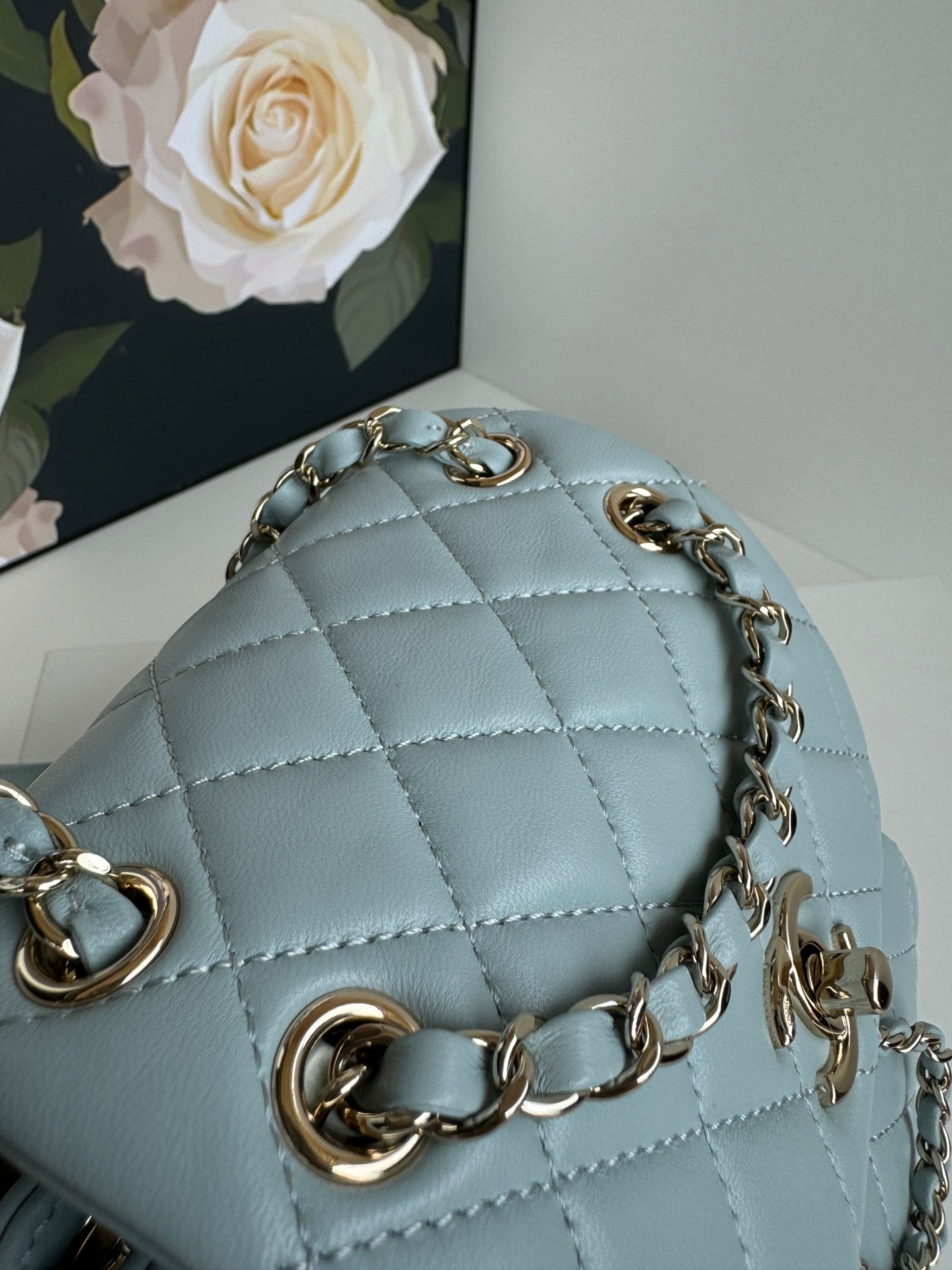 duma backpack 18cm turquoise blue lambskin light gold hardware mysite