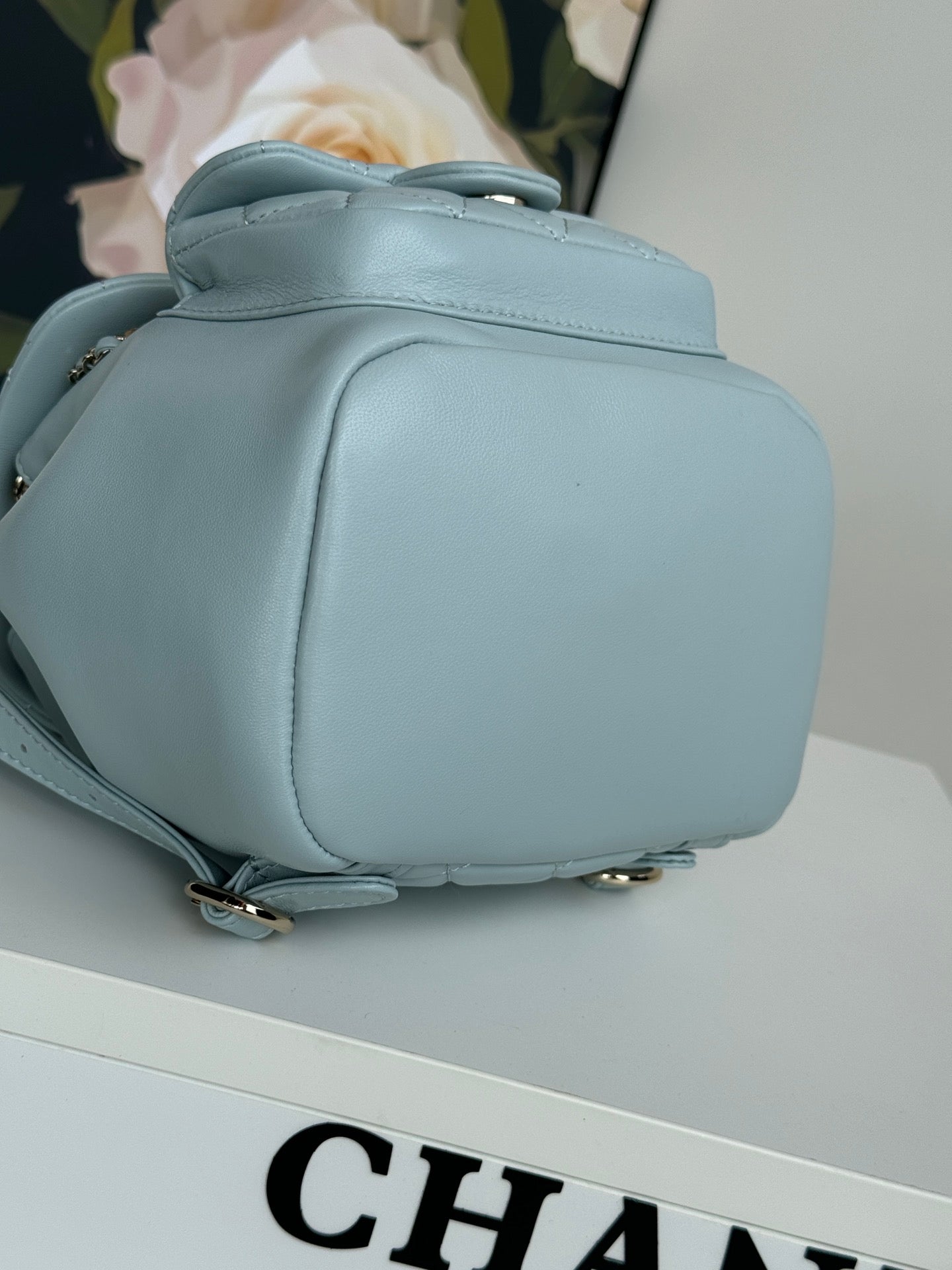 duma backpack 18cm turquoise blue lambskin light gold hardware mysite