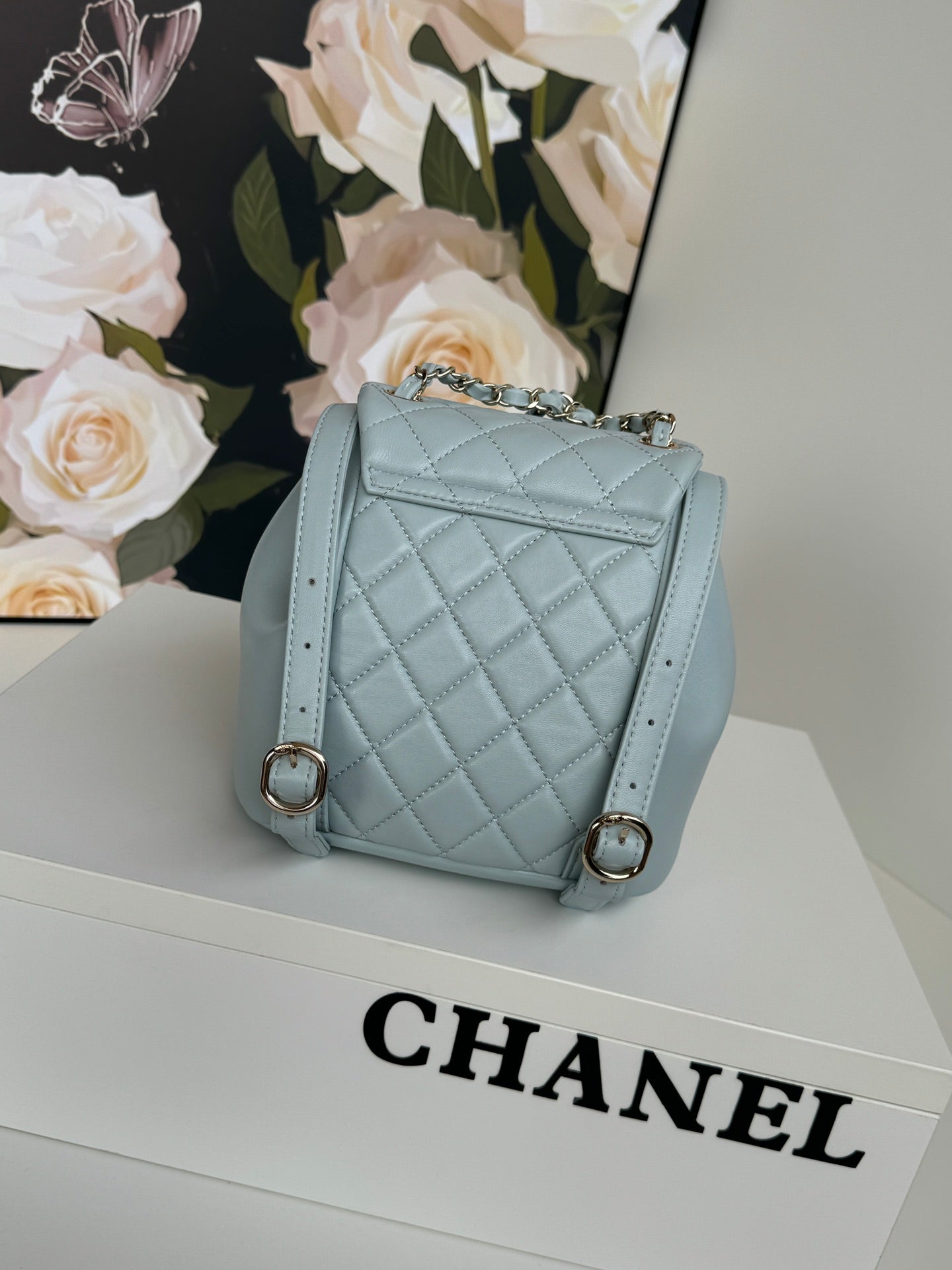 duma backpack 18cm turquoise blue lambskin light gold hardware mysite