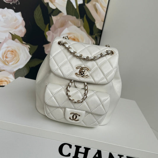 duma backpack 18cm white lambskin light gold hardware mysite