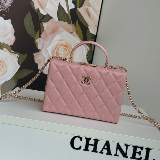 SMALL BOX BAG 18 IN BALLERINA PINK LAMBSKIN GOLD HARDWARE mysite