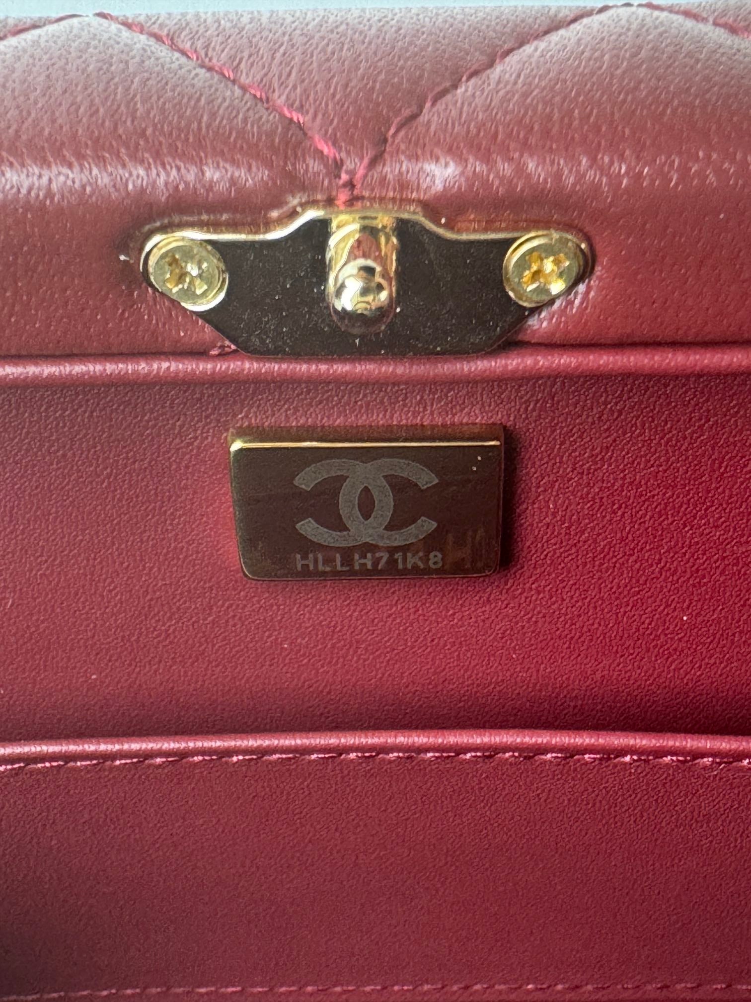 SMALL BOX BAG 18 IN BURGUNDY RED LAMBSKIN GOLD HARDWARE mysite