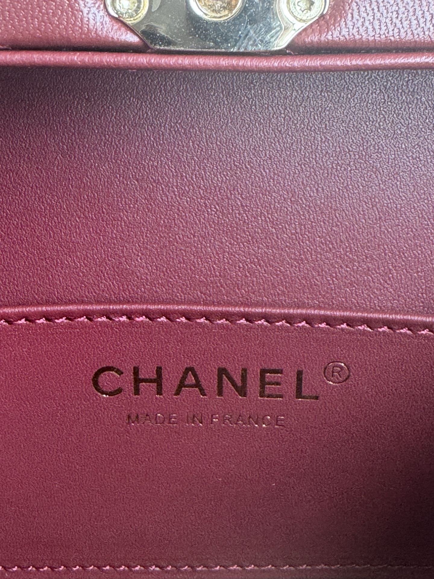 SMALL BOX BAG 18 IN BURGUNDY RED LAMBSKIN GOLD HARDWARE mysite