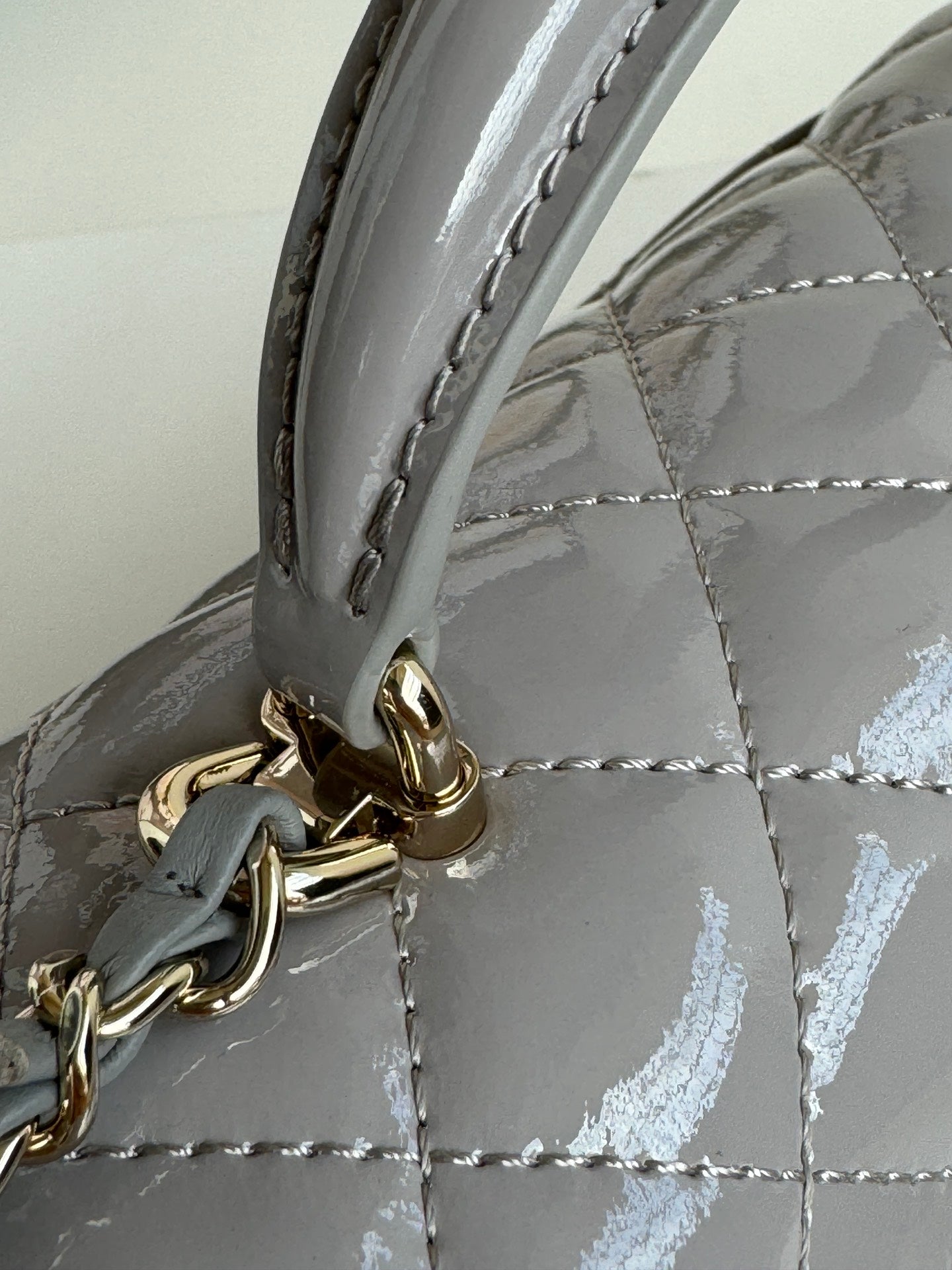 MINI FLAP BAG 20 IN LIGHT GRAY GLOSSY CALFSKIN GOLD HARDWARE mysite