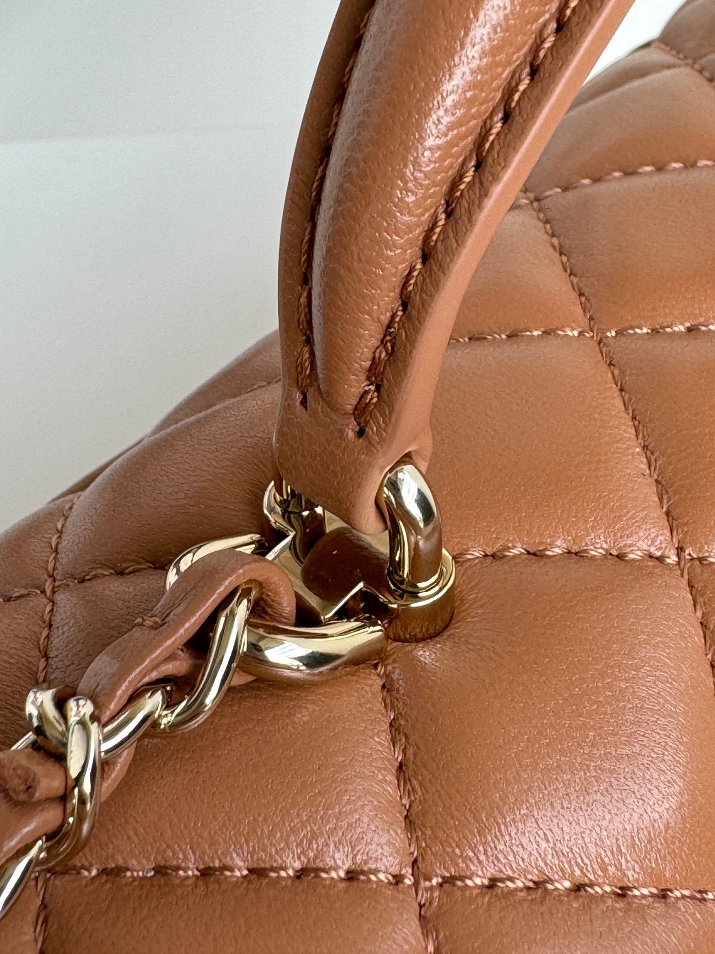 FLAP BAG 20 IN BRONZE BROWN LAMBSKIN WITH HANDLE mysite