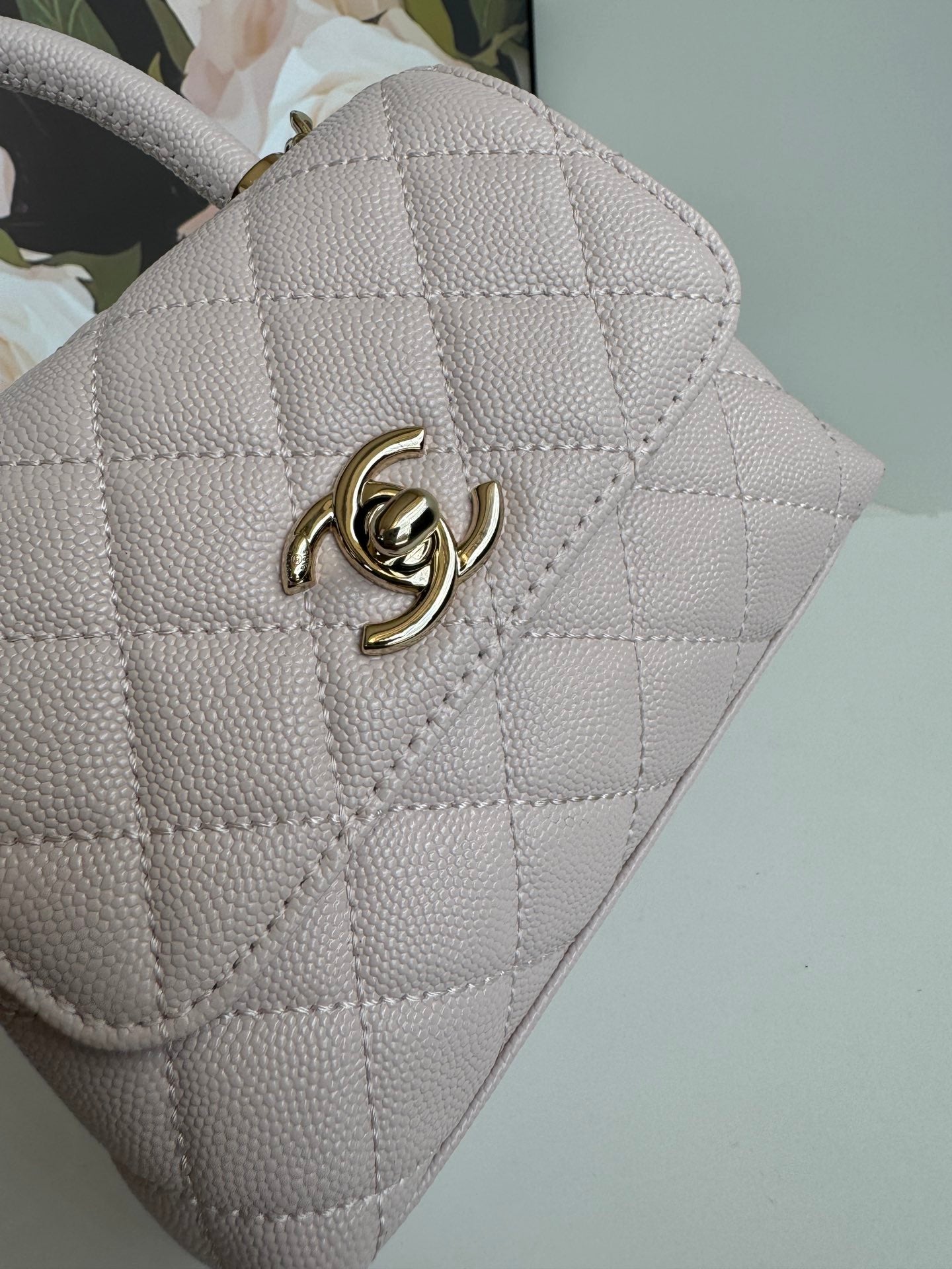 CC 24K Coco Handle Nano 14.5cm Light Pink Grained Calfskin Gold Hardware mysite