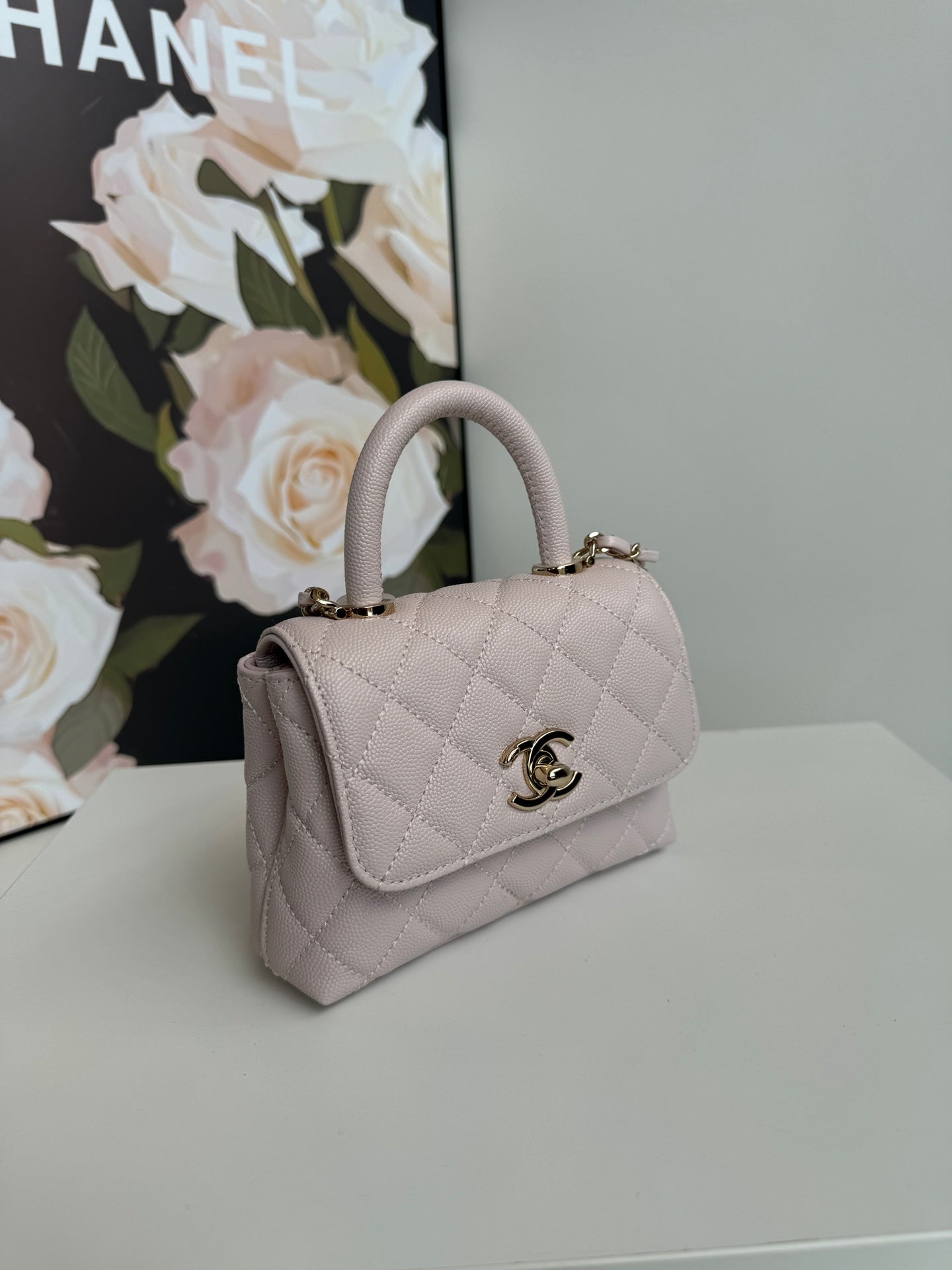 CC 24K Coco Handle Nano 14.5cm Light Pink Grained Calfskin Gold Hardware mysite