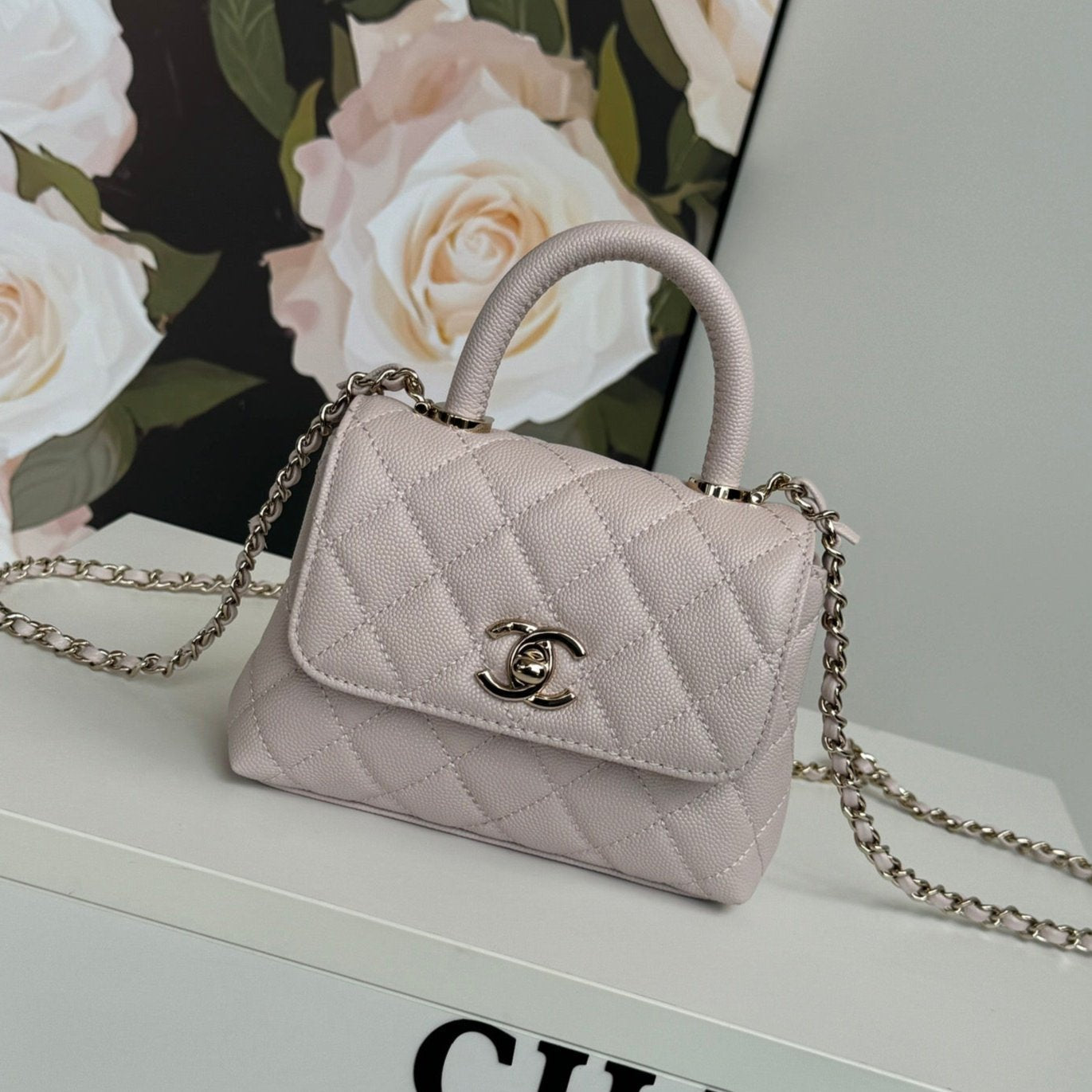 CC 24K Coco Handle Nano 14.5cm Light Pink Grained Calfskin Gold Hardware mysite