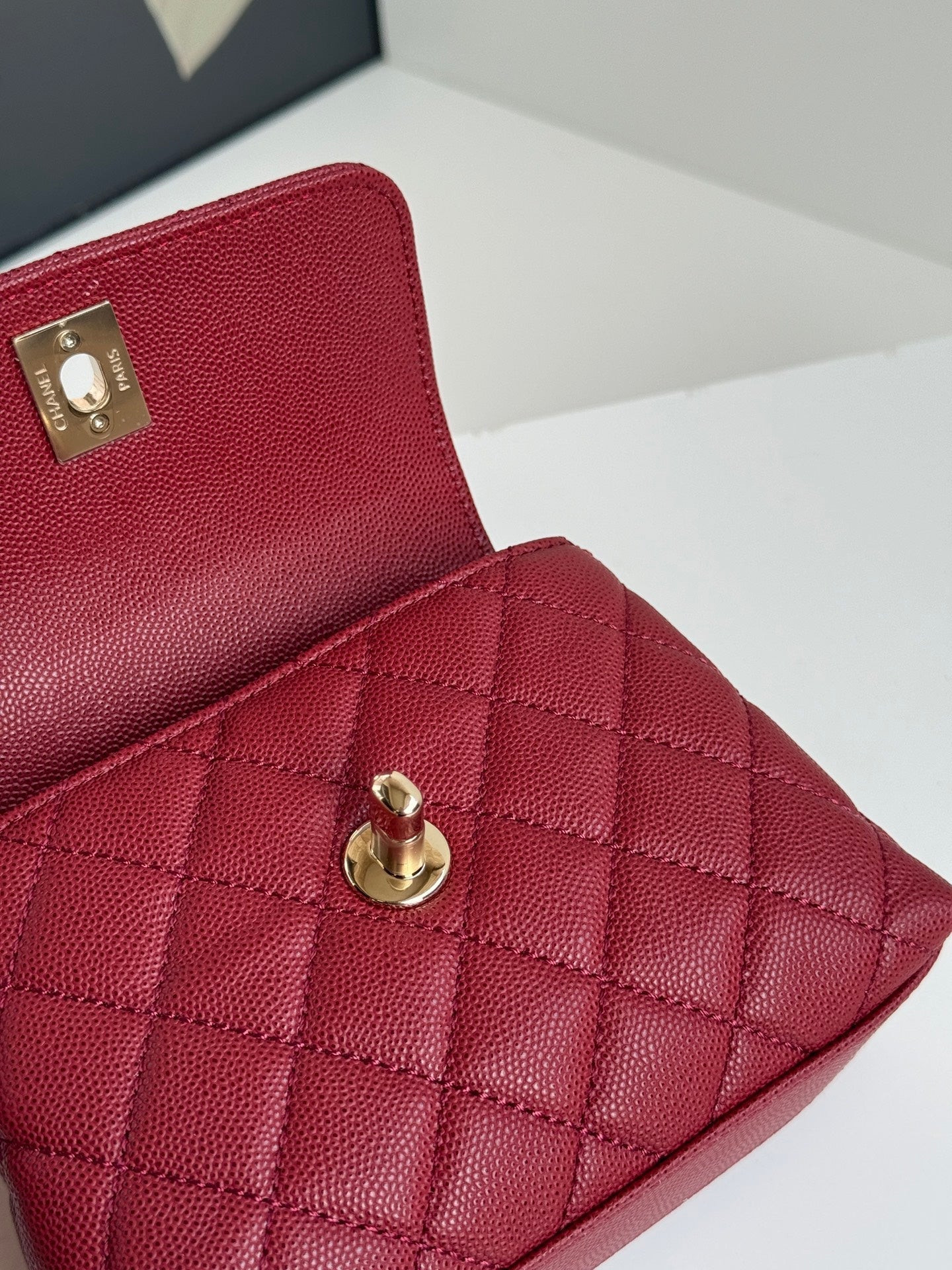 CC 24K Coco Handle Nano 14.5cm Burgundy Grained Calfskin Gold Hardware mysite