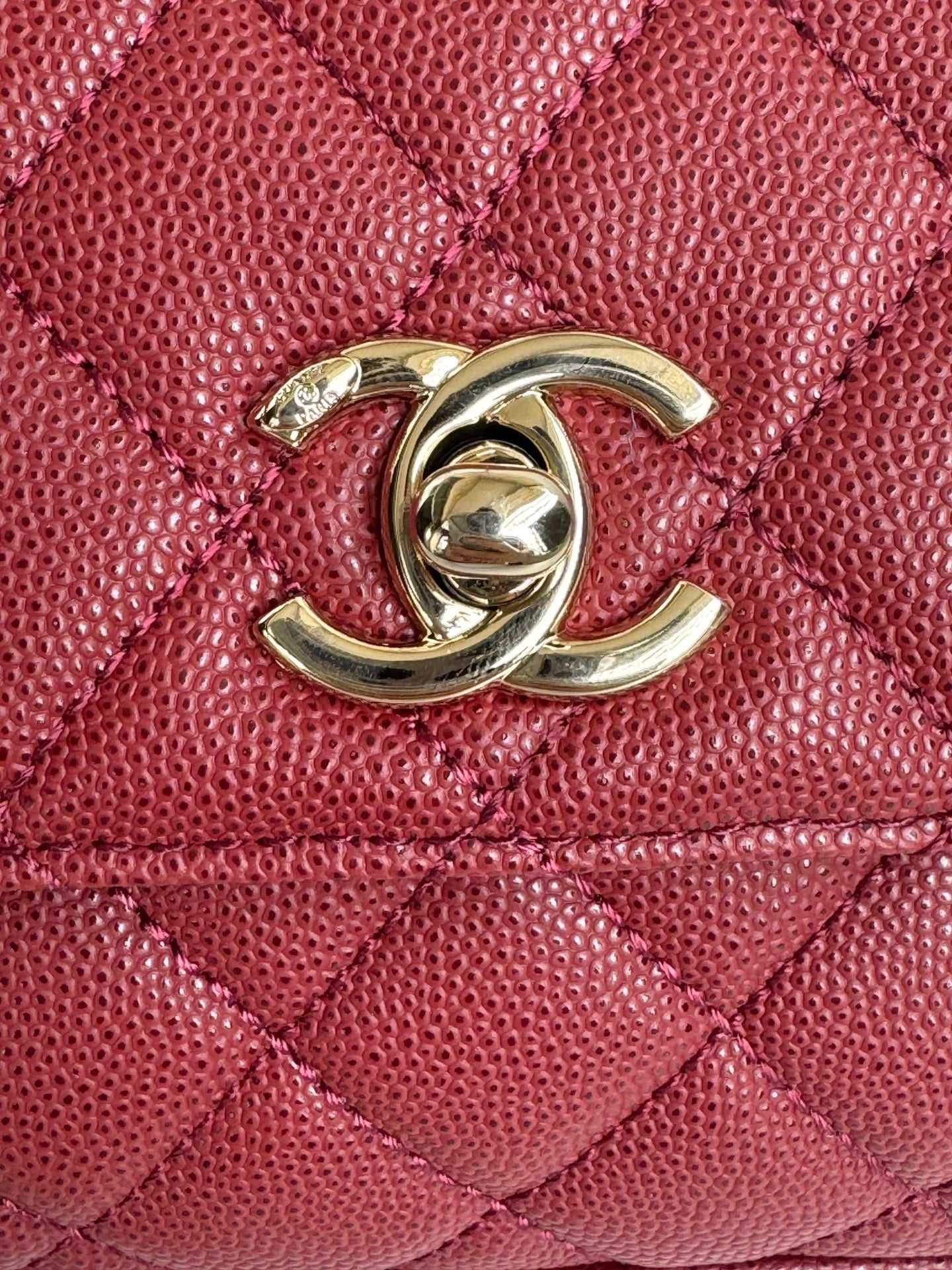 CC 24K Coco Handle Nano 14.5cm Burgundy Grained Calfskin Gold Hardware mysite
