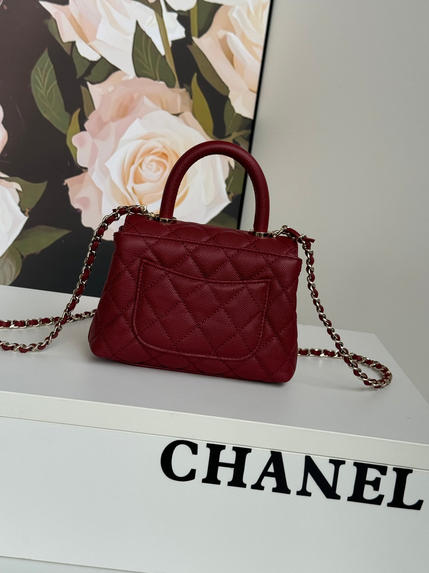 CC 24K Coco Handle Nano 14.5cm Burgundy Grained Calfskin Gold Hardware mysite