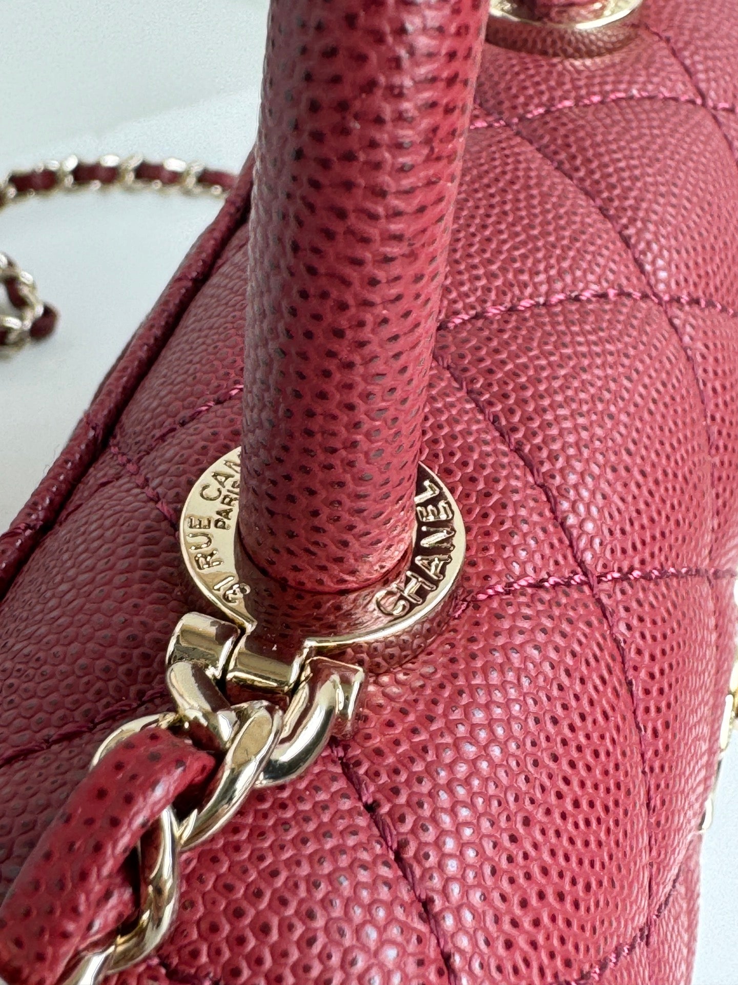 CC 24K Coco Handle Nano 14.5cm Burgundy Grained Calfskin Gold Hardware mysite