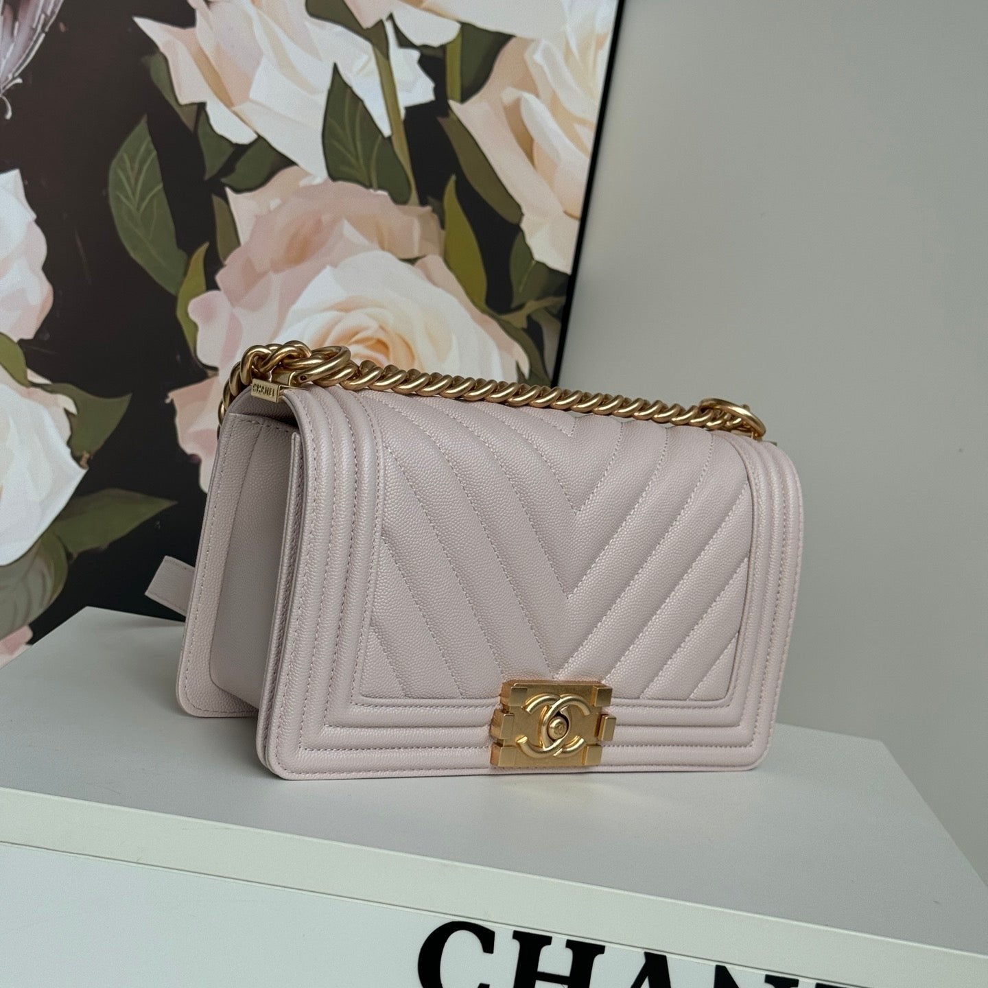 BOY BAG WITH GOLD HARDWARE MEDIUM 25 IN PINK NUDE CALFSKIN mysite