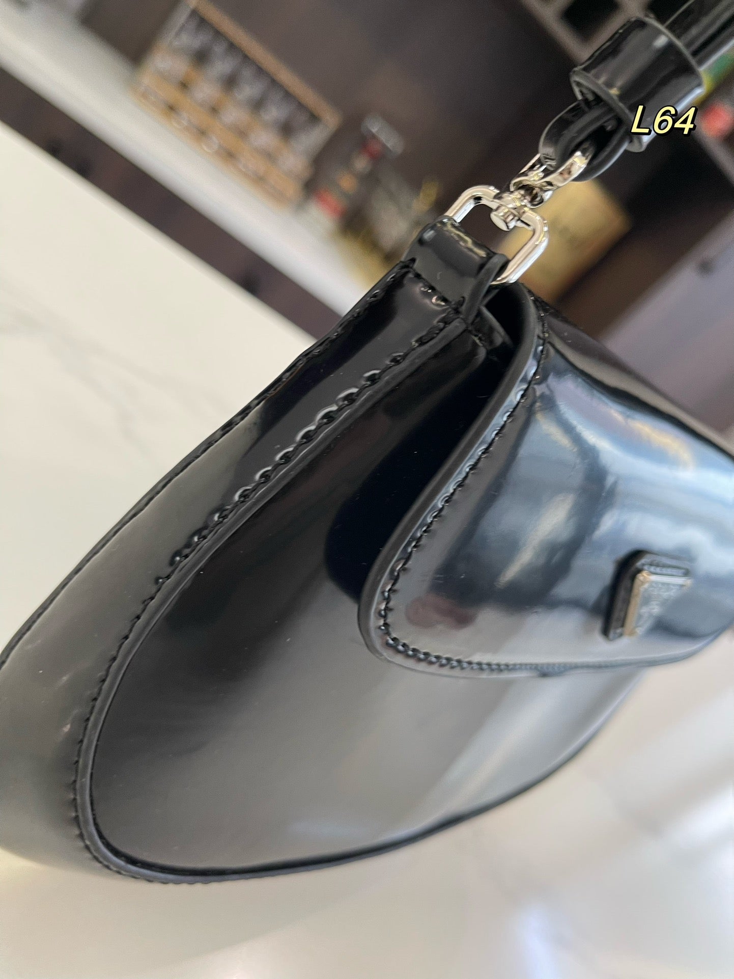 PRA 25 CLEO FLAP SHOULDER BAG IN BLACK BRUSHED LEATHER mysite