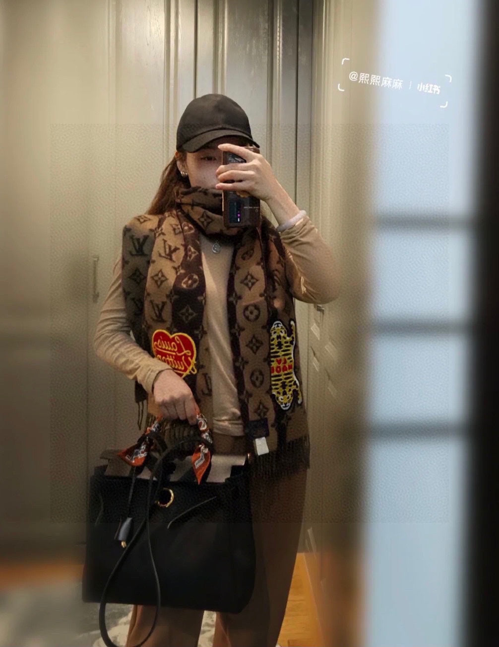 TIGER PATTERN SCARF 205 CM IN CHOCOLATE BROWN CASHMERE  390874 mysite